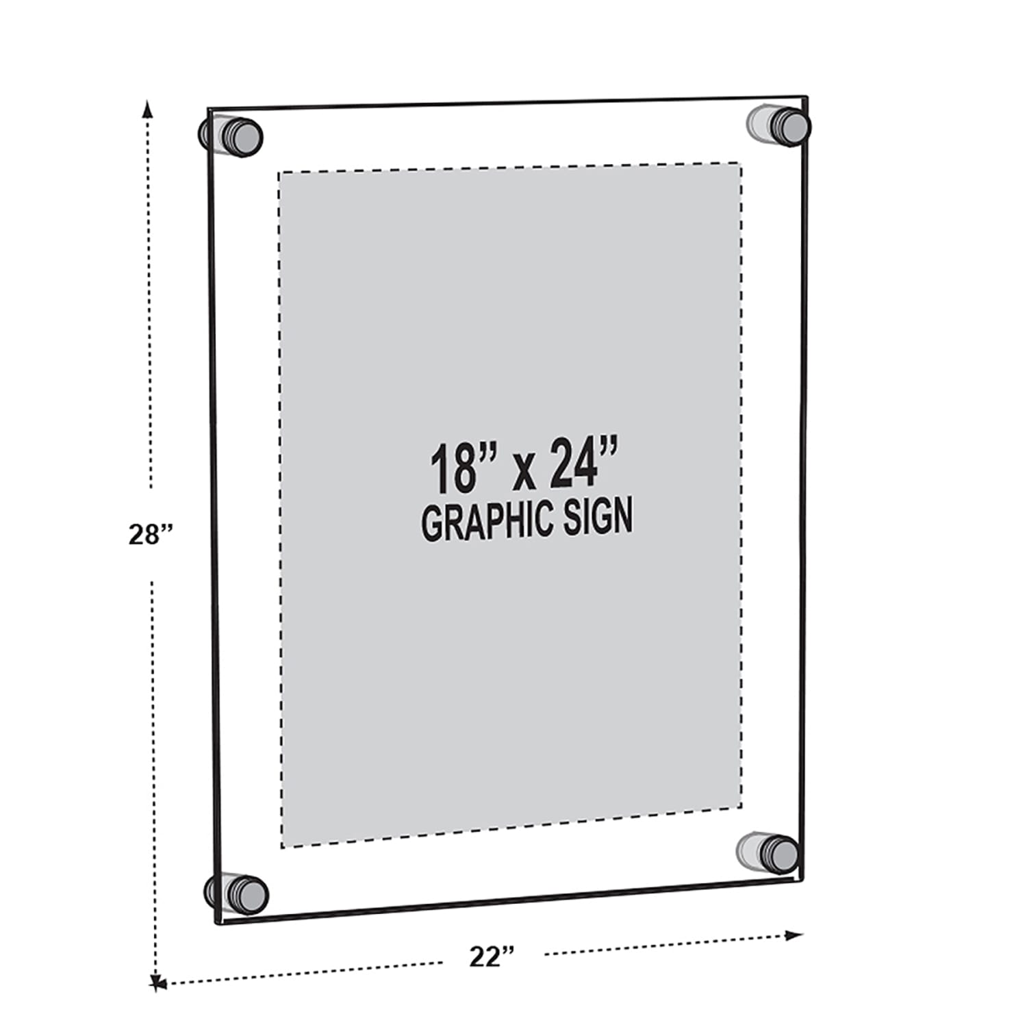 Azar Displays Standoff Acrylic Sign Holder, 28inH x 22inW x 1/4inD, Clear - Image 3