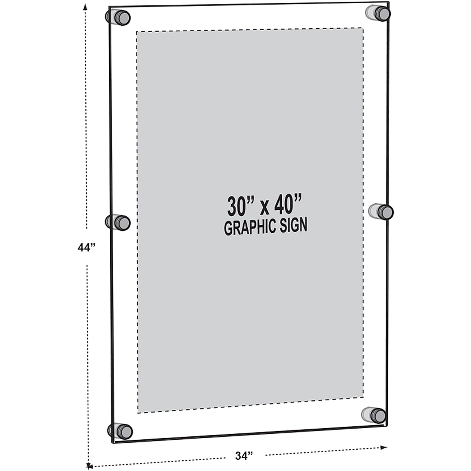 Azar Displays Standoff Acrylic Sign Holder, 44inH x 34inW x 1/4inD, Clear - Image 3