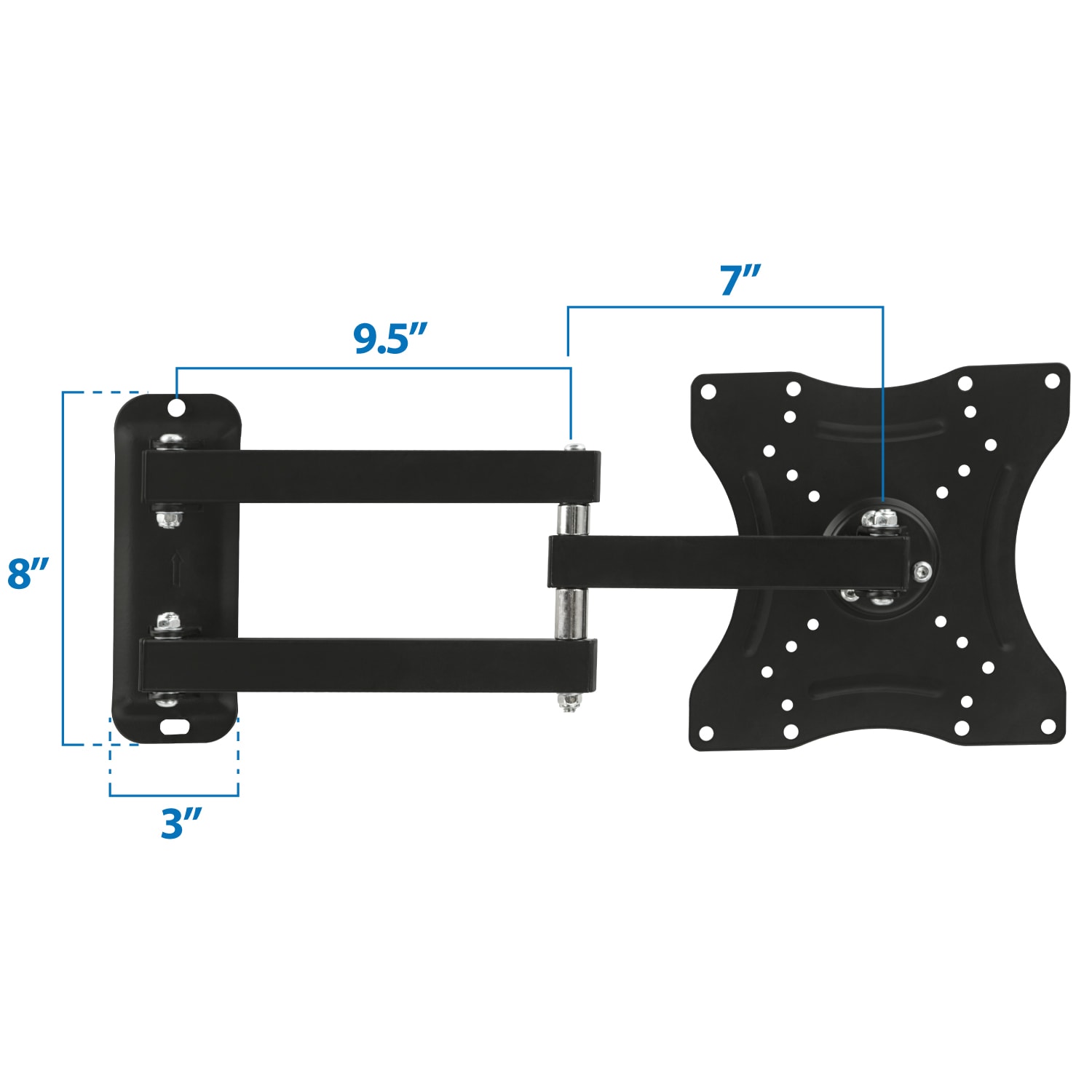 Mount-It! Full-Motion Wall Mount For 23 - 55in TVs, 9inH x 9inW x 2-13/16inD, Black - Image 4