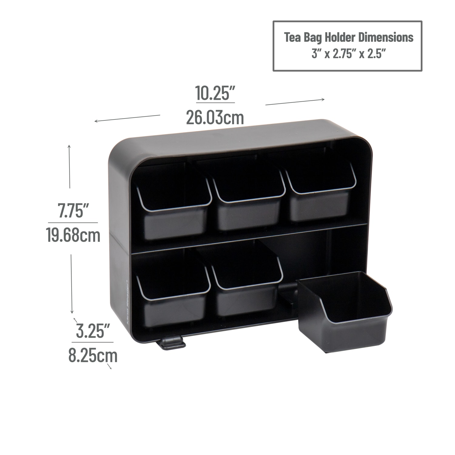 Mind Reader 6-Drawer Removable Tea Bag Organizer, 7-3/4inH x 3-1/4inW x 10-1/4inL, Black - Image 4