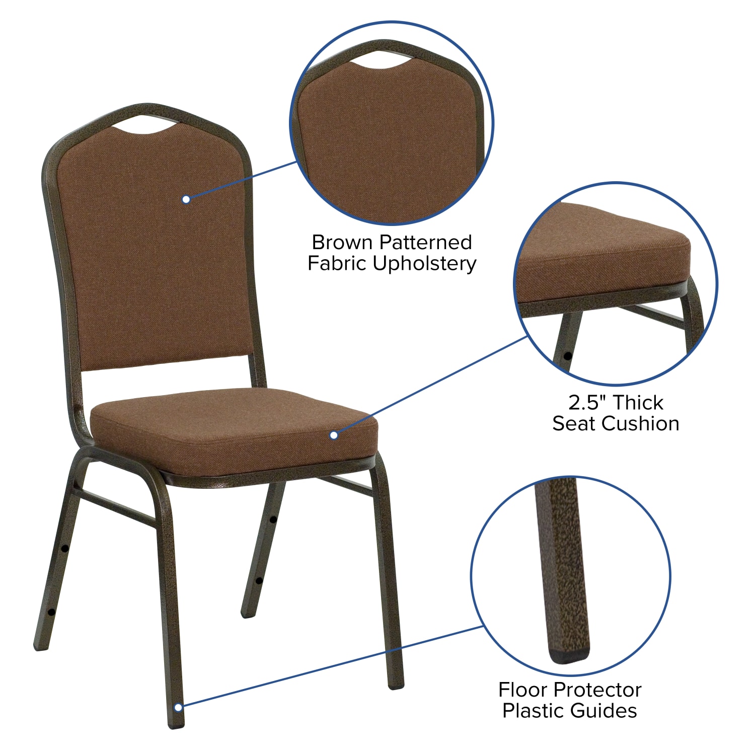 Flash Furniture HERCULES Series Crown Back Stacking Banquet Chair, Coffee/Goldvein - Image 6