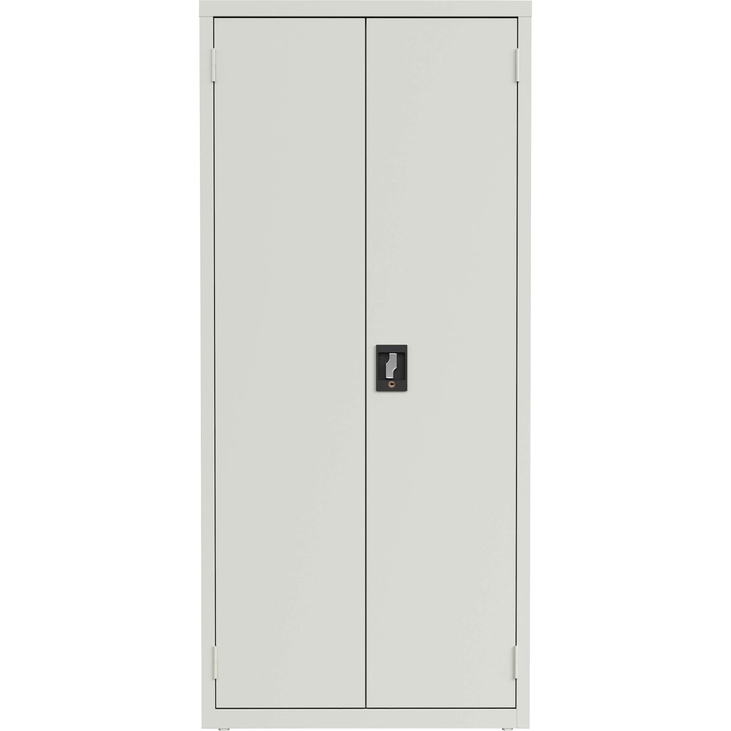 Lorell Fortress Series Slimline Storage Cabinet - 30in Width x 15in Depth x 66in Height - 4 x Shelf(ves) - 720 lb Load Capacity - Durable, Welded, Nonporous Surface, Recessed Handle, Removable Lock, Locking System - Light Gray - Baked Enamel - Steel - Image 3