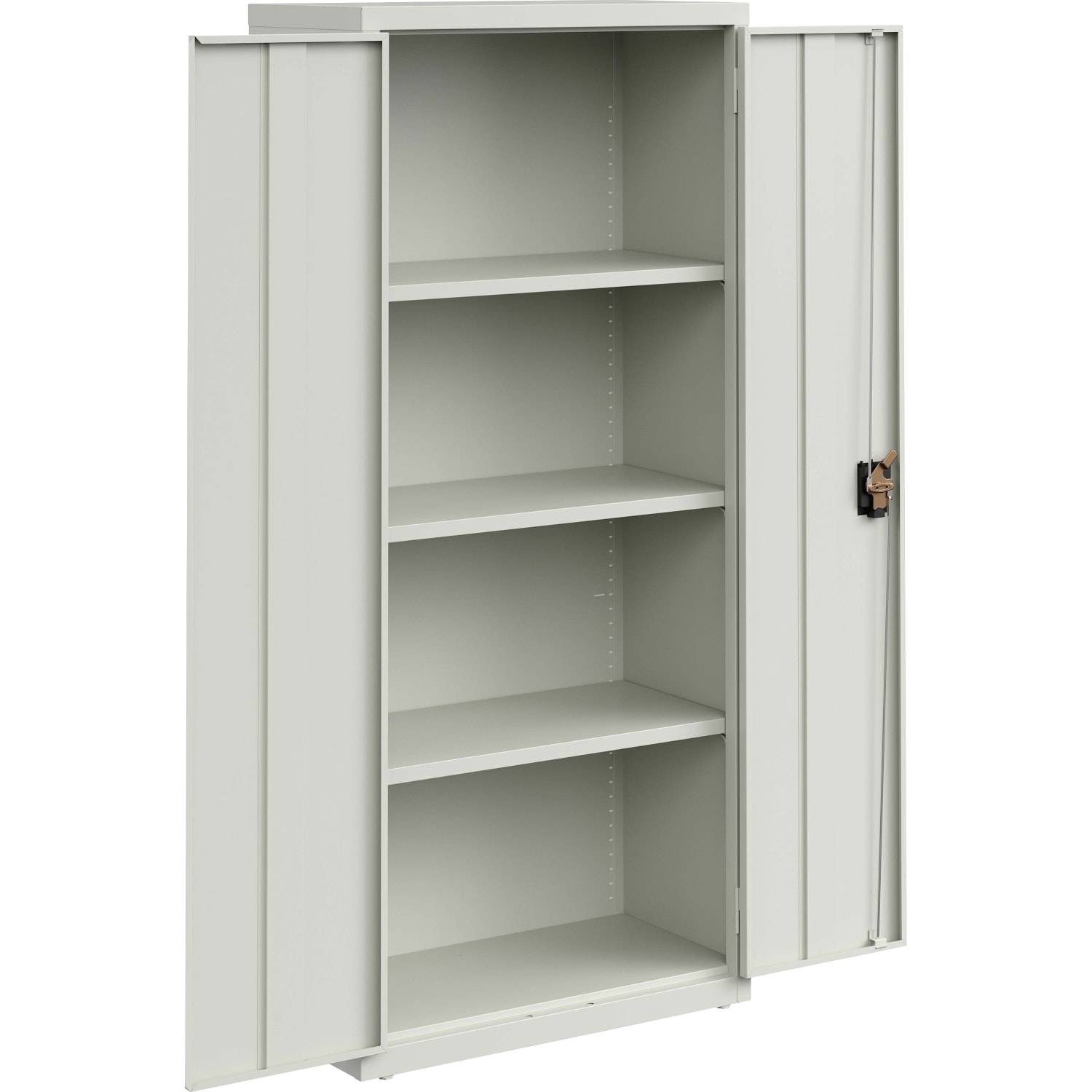 Lorell Fortress Series Slimline Storage Cabinet - 30in Width x 15in Depth x 66in Height - 4 x Shelf(ves) - 720 lb Load Capacity - Durable, Welded, Nonporous Surface, Recessed Handle, Removable Lock, Locking System - Light Gray - Baked Enamel - Steel - Image 4