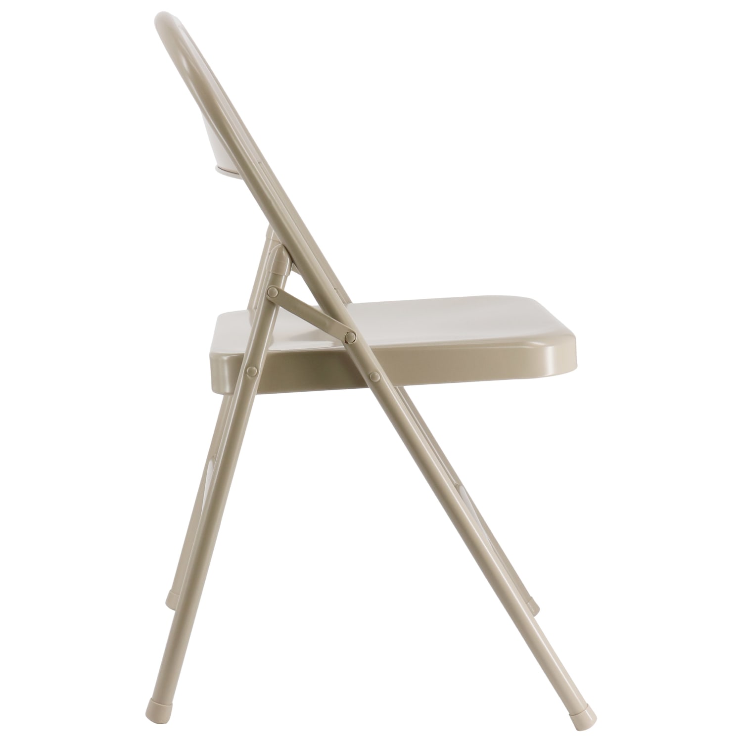 Elama Indoor And Outdoor Metal Folding Chairs, Beige, Set Of 4 Chairs - Image 4