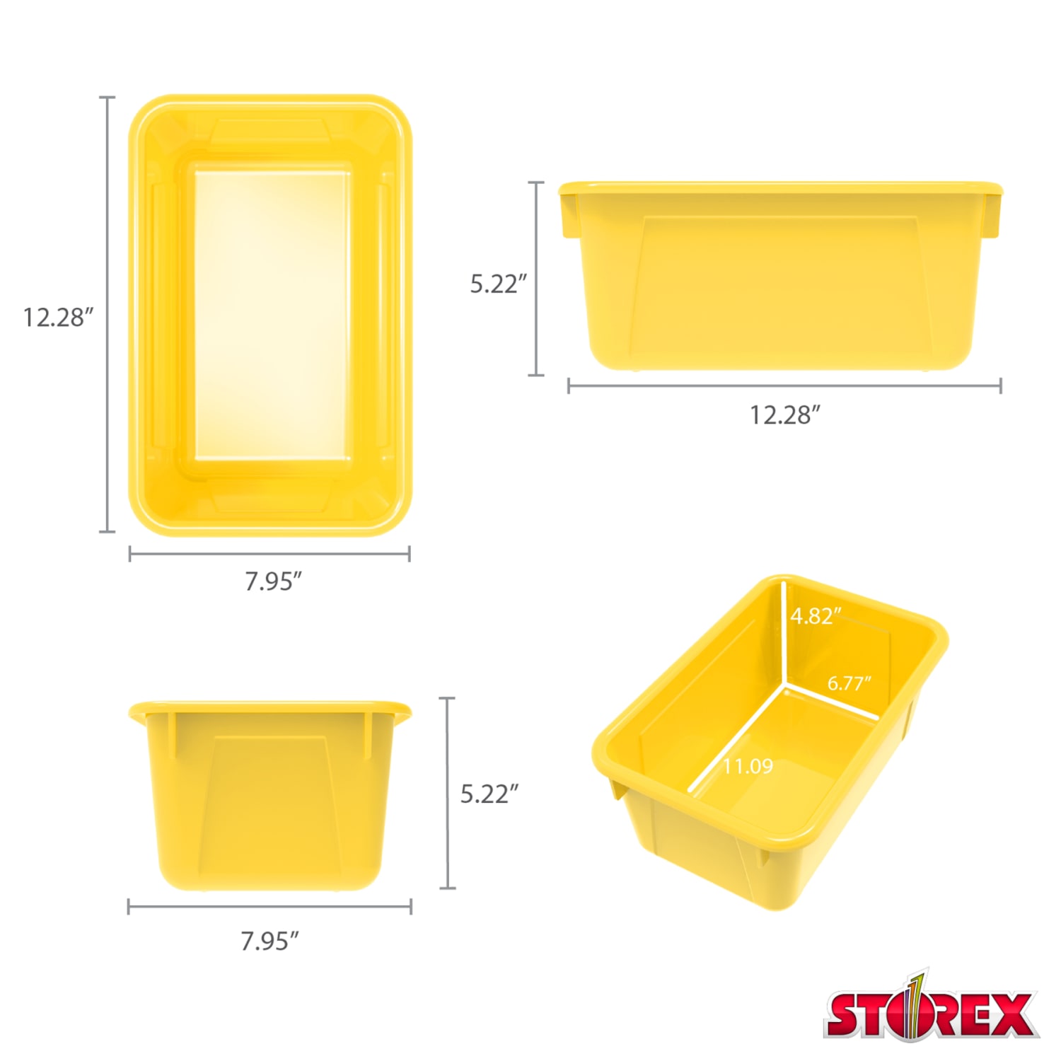 Storex Small Cubby Bins, 5-1/4inH x 8inW x 12-5/16inD, Yellow, Pack Of 5 Bins - Image 4