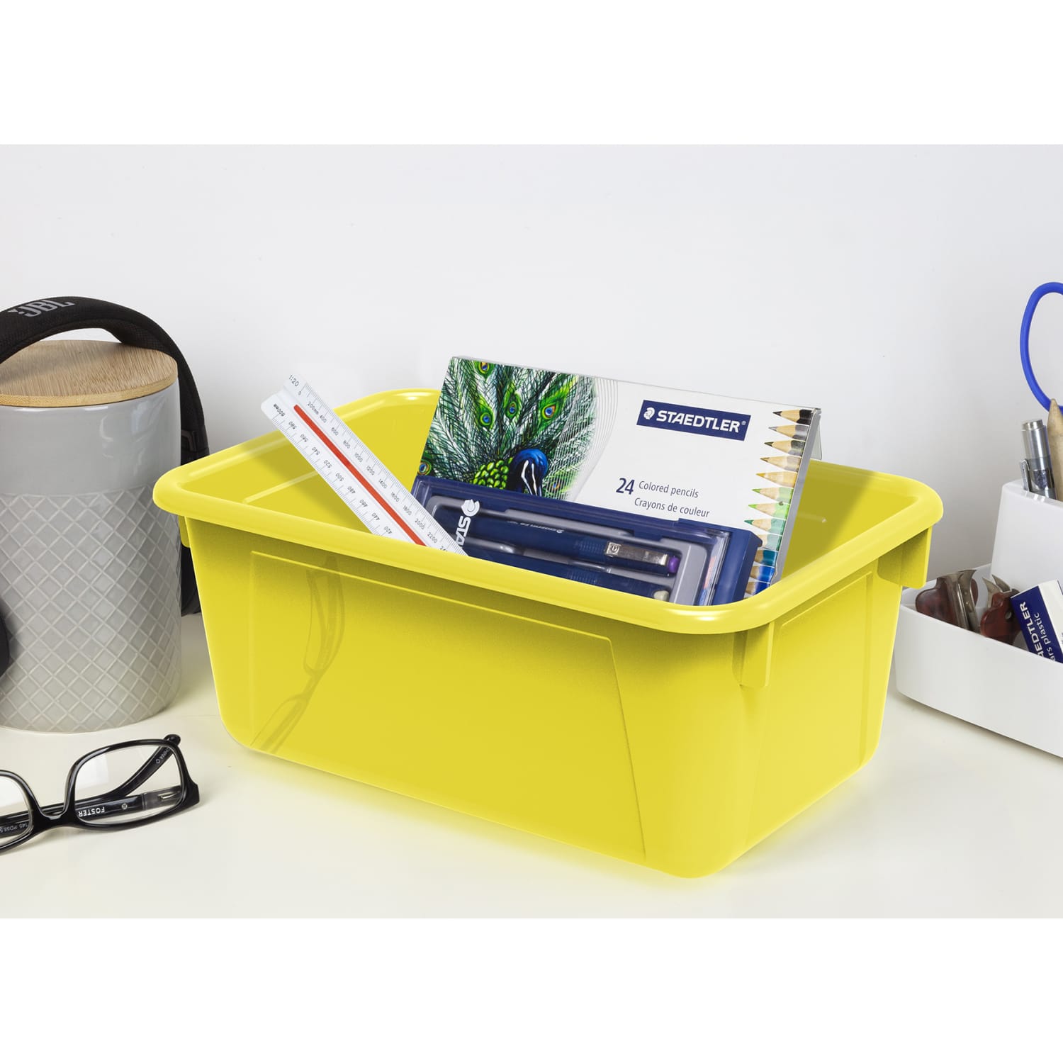 Storex Small Cubby Bins, 5-1/4inH x 8inW x 12-5/16inD, Yellow, Pack Of 5 Bins - Image 6
