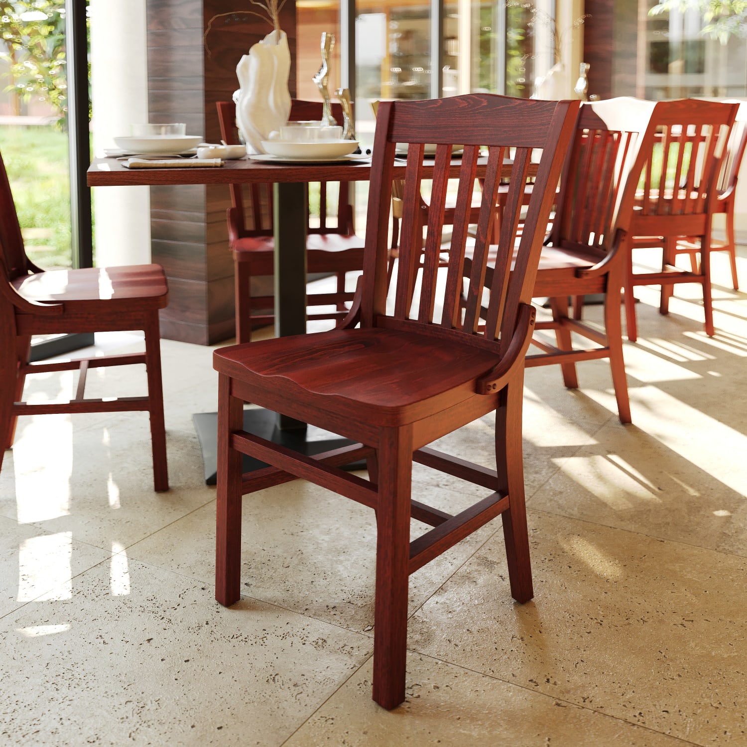 Flash Furniture HERCULES Series Finished School House Back Wooden Restaurant Chair, Mahogany - Image 3
