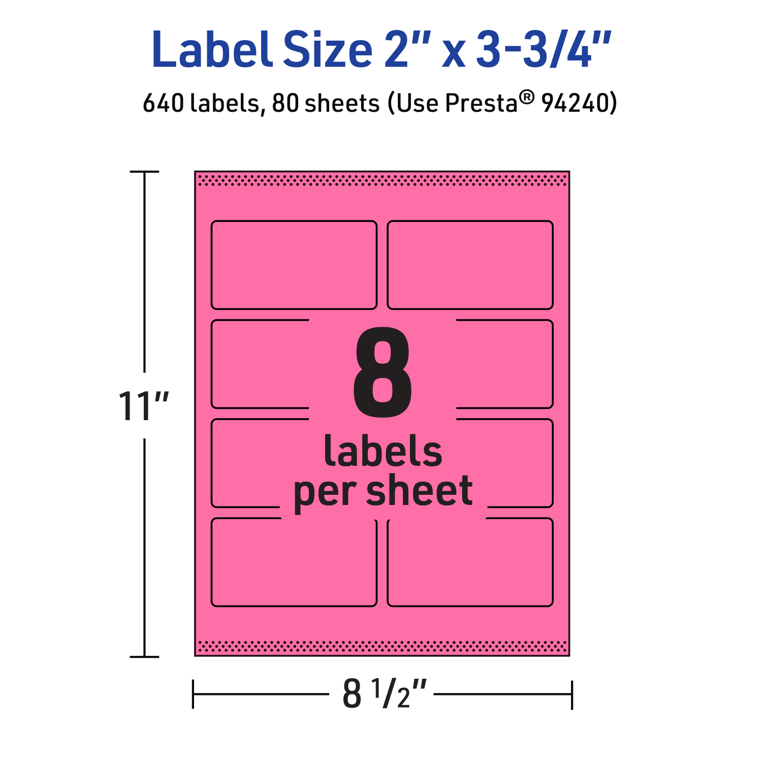 Avery Print-To-The-Edge Labels With Sure Feed Technology And Easy Peel, 94240-BPP80, Rectangle, 2in x 3-3/4in, Matte Bright Pink, Pack of 640 - Image 6