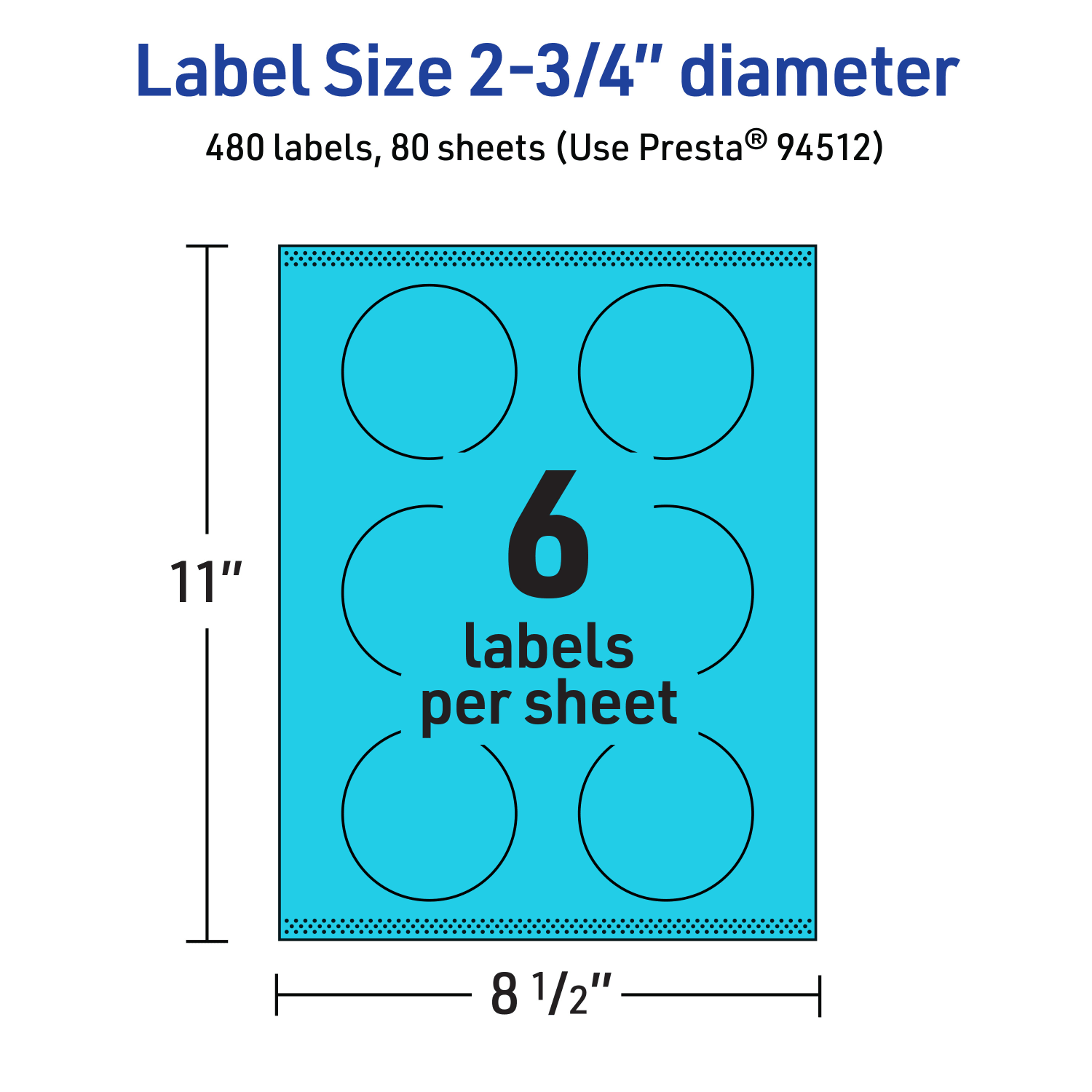 Avery Print-To-The-Edge Labels With Sure Feed Technology And Easy Peel Label Feature, 94512-BBP80, Round, 2-3/4in, Matte Bright Blue, Pack of 480 - Image 6