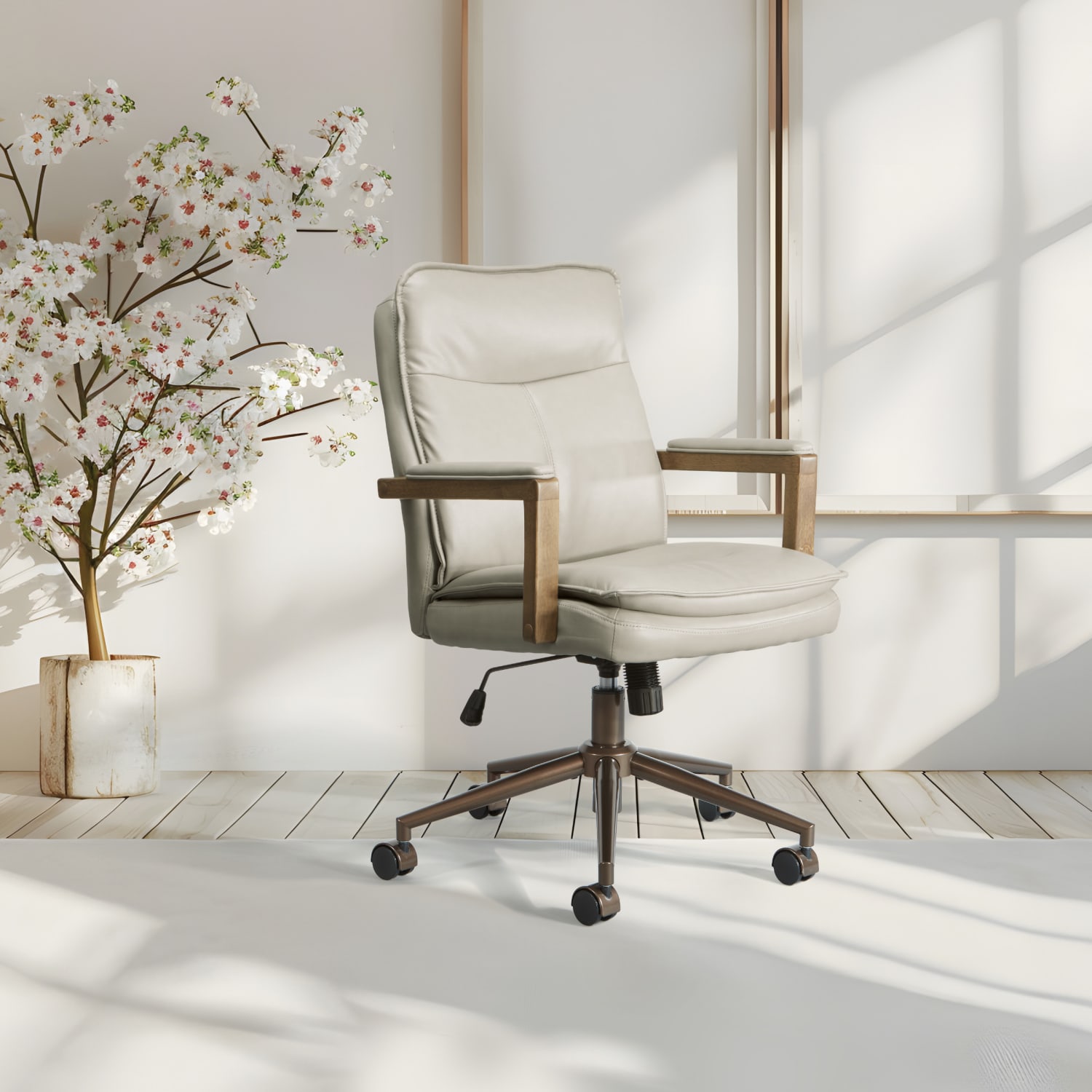 Office Star Woodlands Faux Leather HighBack Executive Office Chair Taupe PopularChairscom Office Star Woodlands Faux Leather High Back Executive Office Chair Taupe PopularChairscom