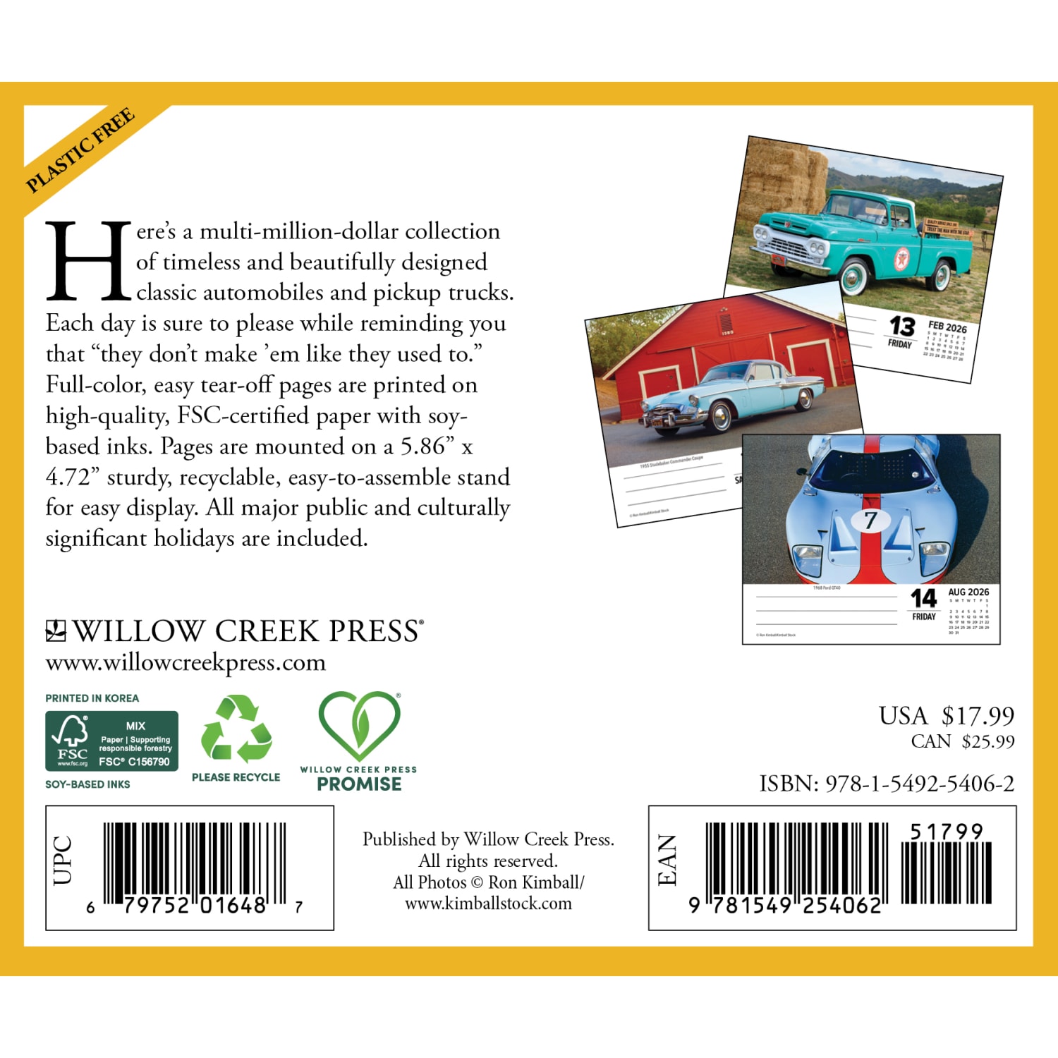 2026 Willow Creek Press Page-A-Day Daily Desk Calendar, 6-1/4in x 5-1/2in, Classic Cars & Trucks, January To December, 54062 - Image 6