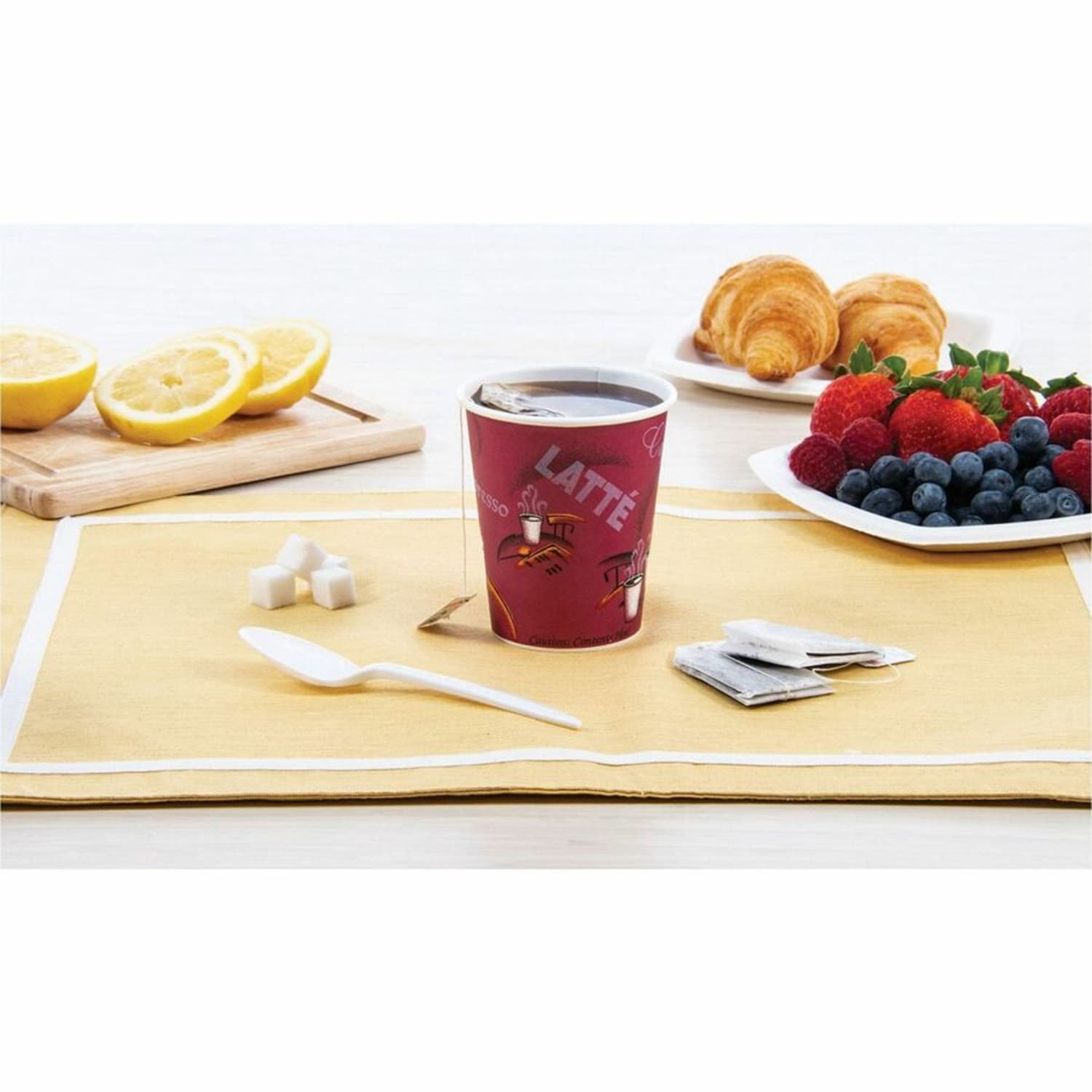SOLO Bistro Design Disposable Paper Cups, 8 Oz, Maroon, 50 Cups Per Pack, Carton Of 20 Packs - Image 3