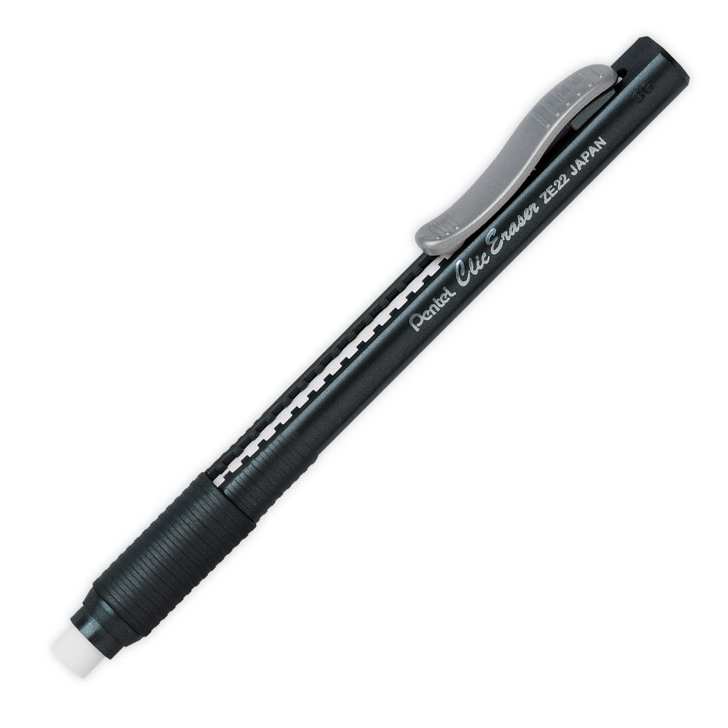 Pentel Clic Erasers, Black Barrel, Pack Of 12