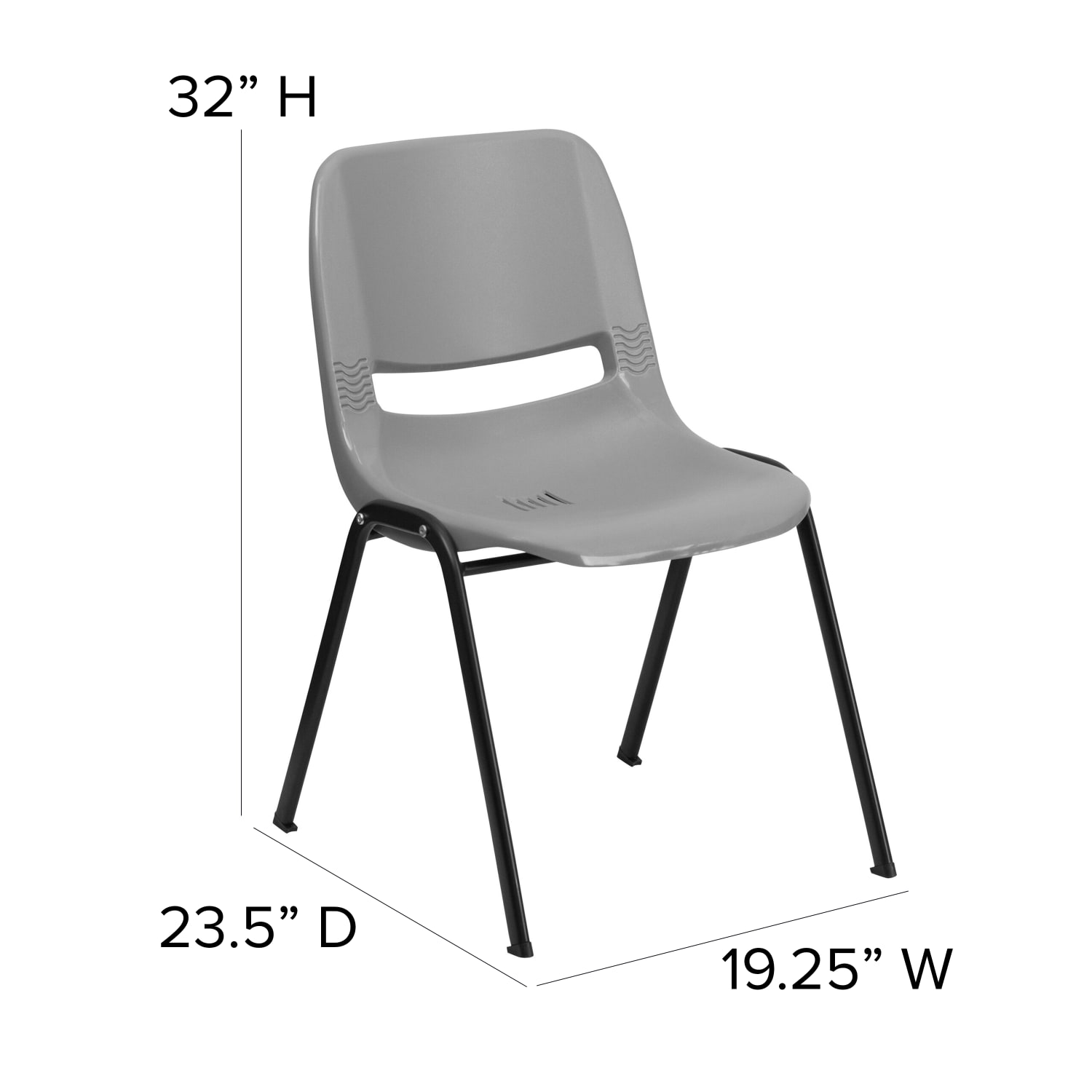 Flash Furniture HERCULES Series Ergonomic Shell Stack Chair GrayBlack PopularChairscom
