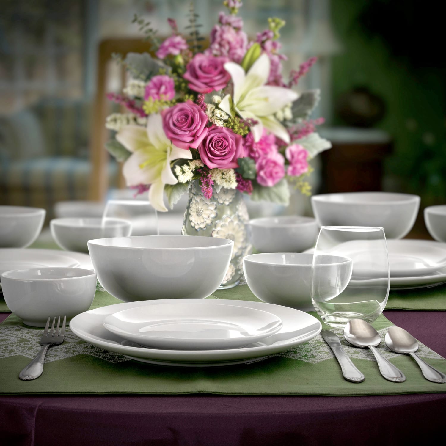 Gibson All U Need Ceramic 60-Piece Dinnerware Combo Set, White - Image 3