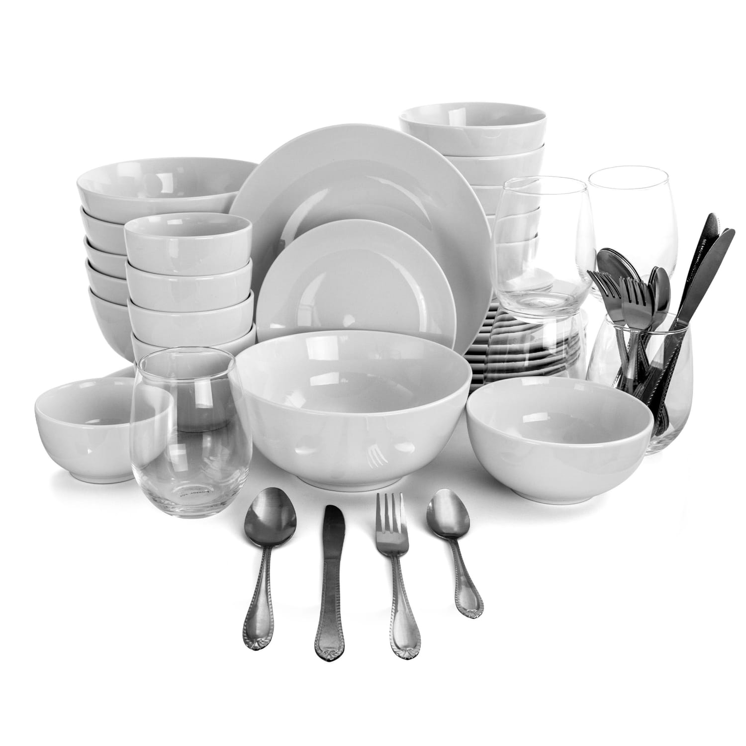 Gibson All U Need Ceramic 60-Piece Dinnerware Combo Set, White - Image 4