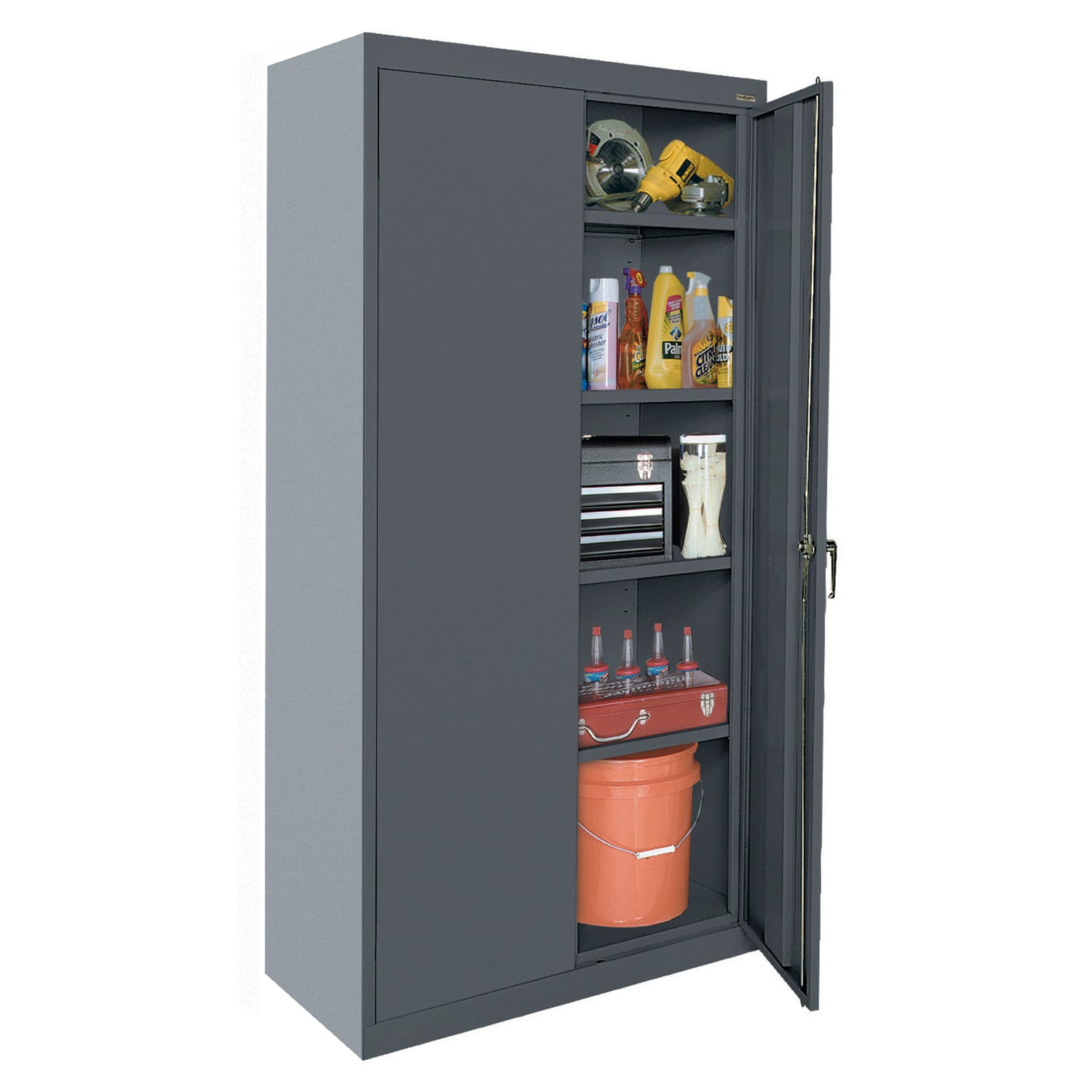 Sandusky Classic Series Medium-Duty Assembled Storage Cabinet, 72inH x 36inW x 18inD, Charcoal - Image 4