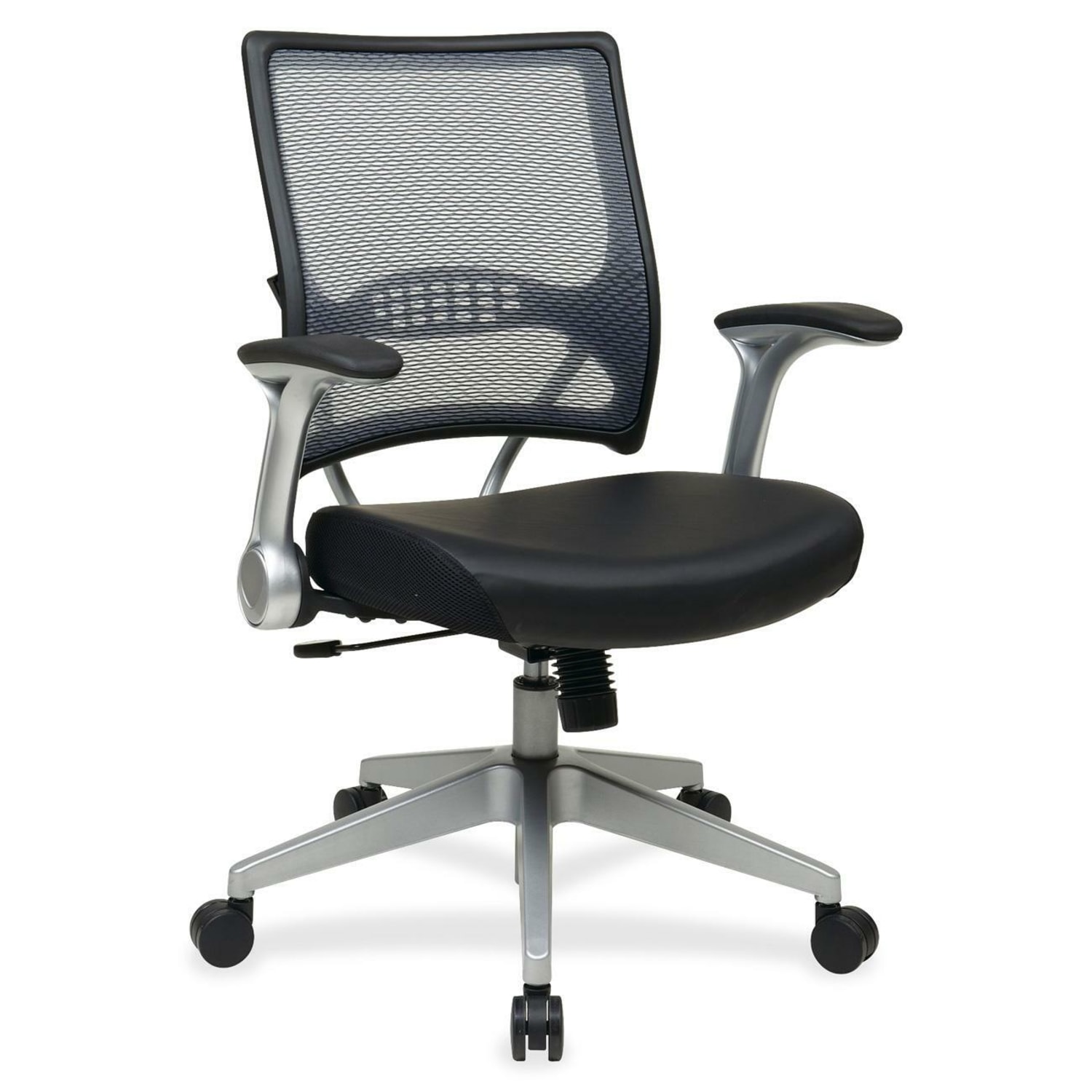 Office Star Space Seating 67 Series Ergonomic Air GridBonded Leather Mid Back Chair Black PopularChairscom