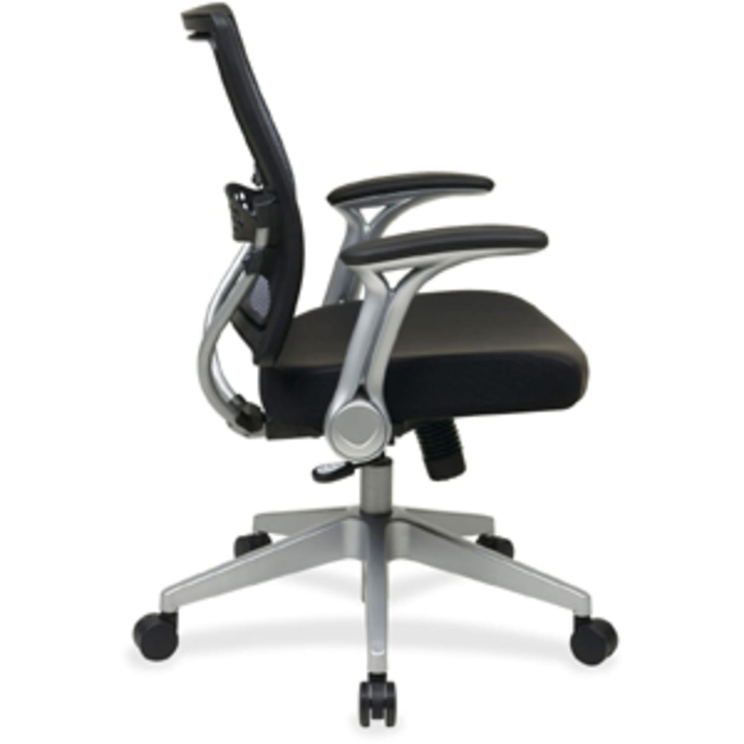 Office Star Space Seating 67 Series Ergonomic Air GridBonded Leather Mid Back Chair Black PopularChairscom