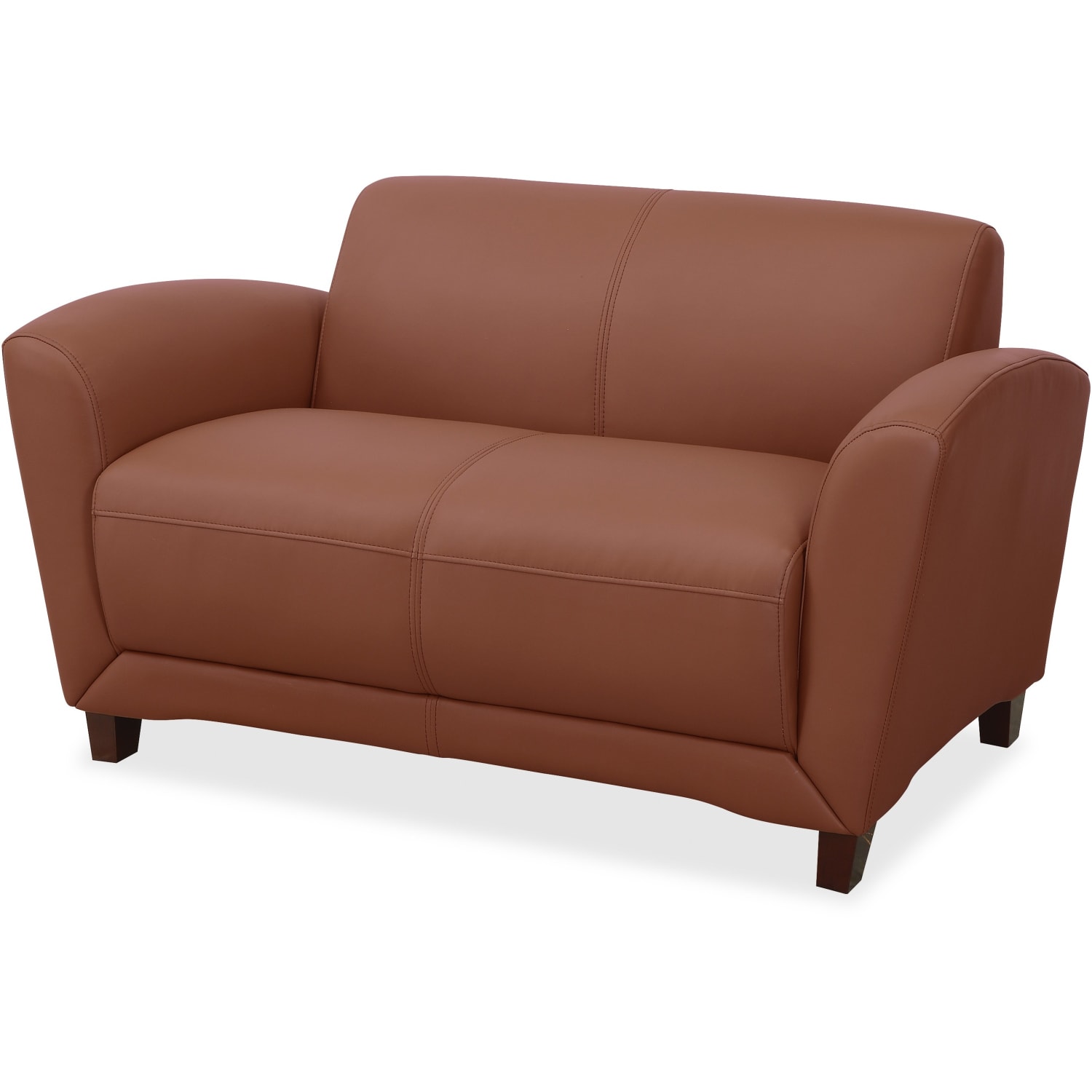 Lorell Accession Bonded Leather Reception Loveseat, British Tan - Image 5