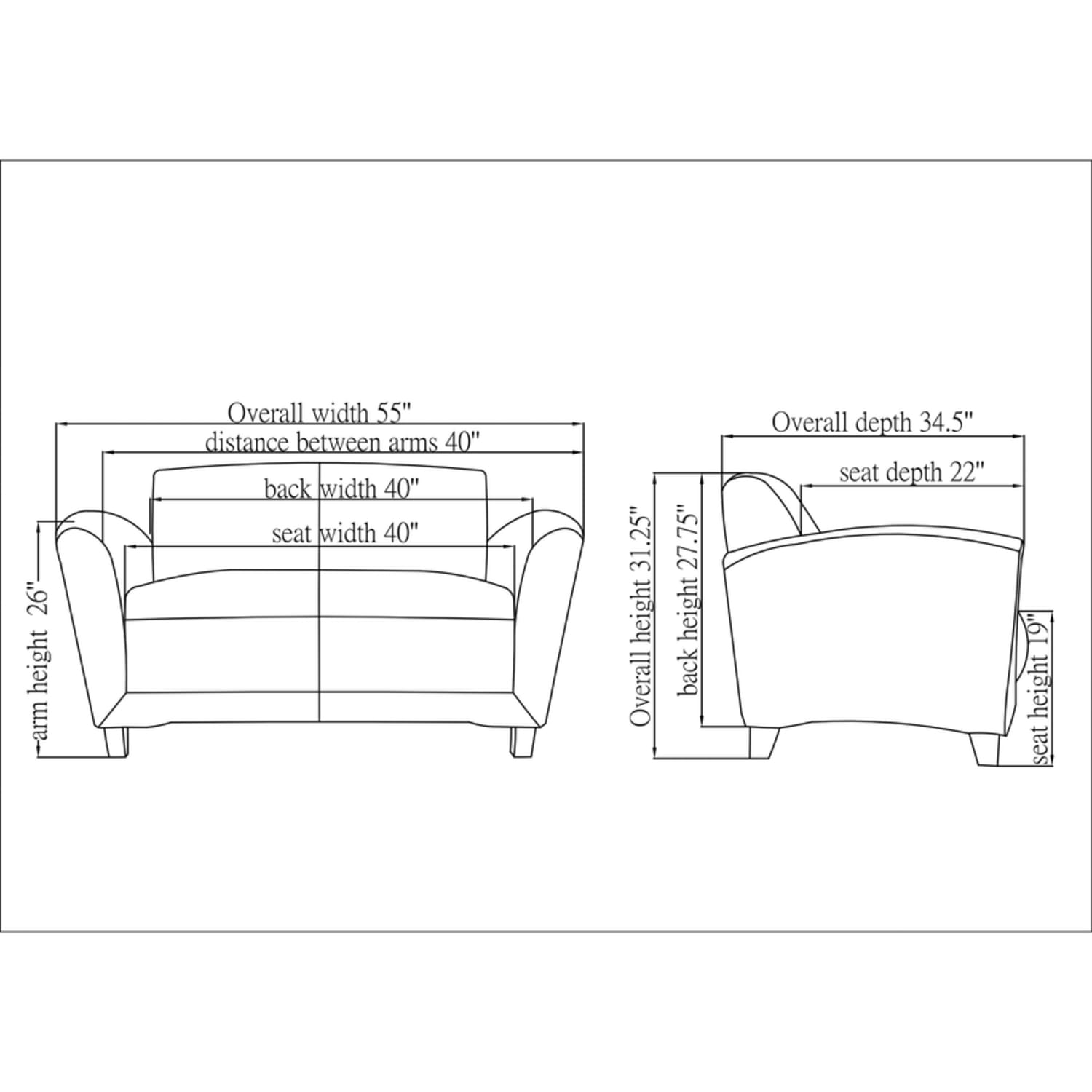 Lorell Accession Bonded Leather Reception Loveseat, British Tan - Image 7