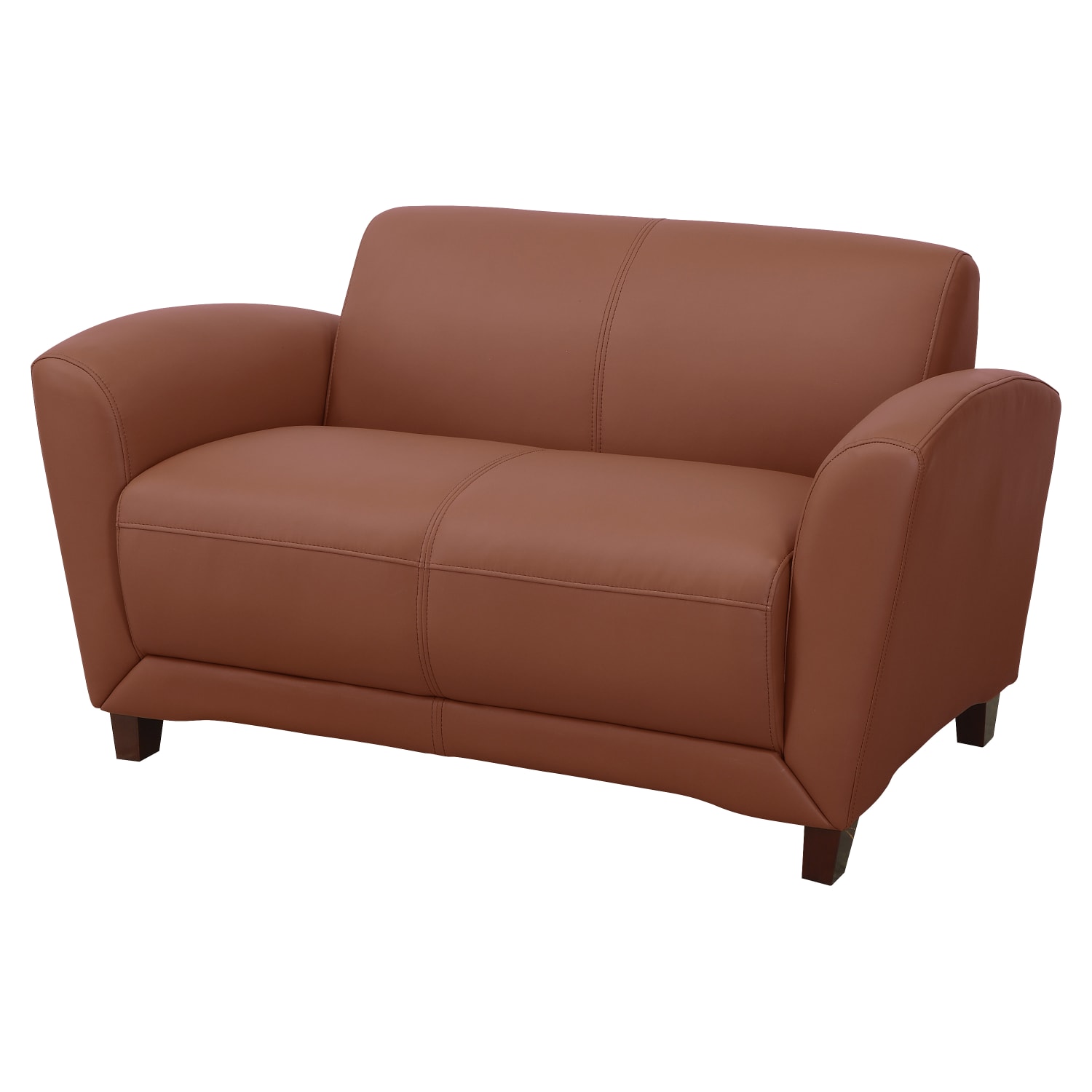 Lorell Accession Bonded Leather Reception Loveseat British Tan PopularChairscom