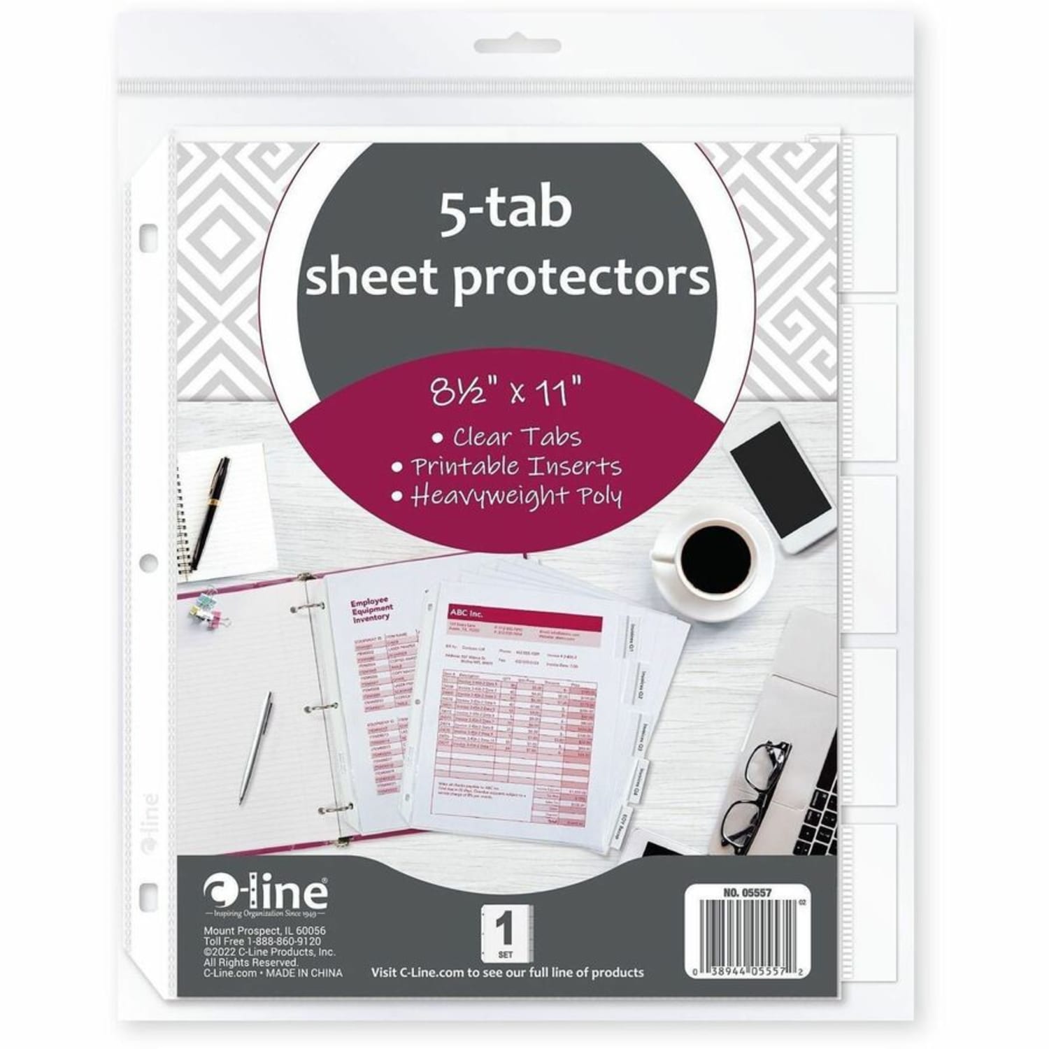 C-Line Top-Loading Sheet Protectors With Tab Inserts, 8 1/2in x 11in, 5-Tab, Clear, 12 Pack - Image 6