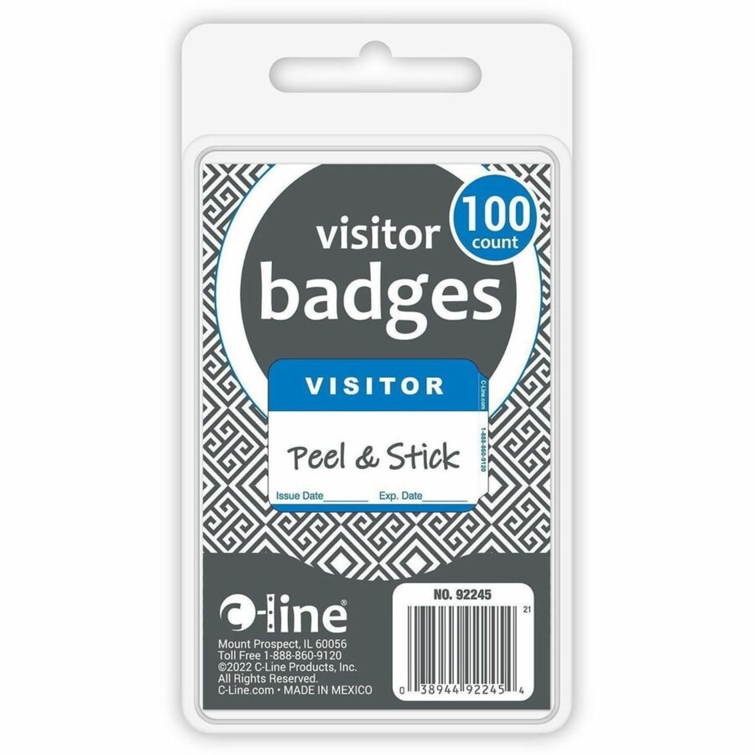 C-Line Visitor Badges, Rectangle, 3-1/2in x 2-1/4in, White, Box of 100 - Image 5
