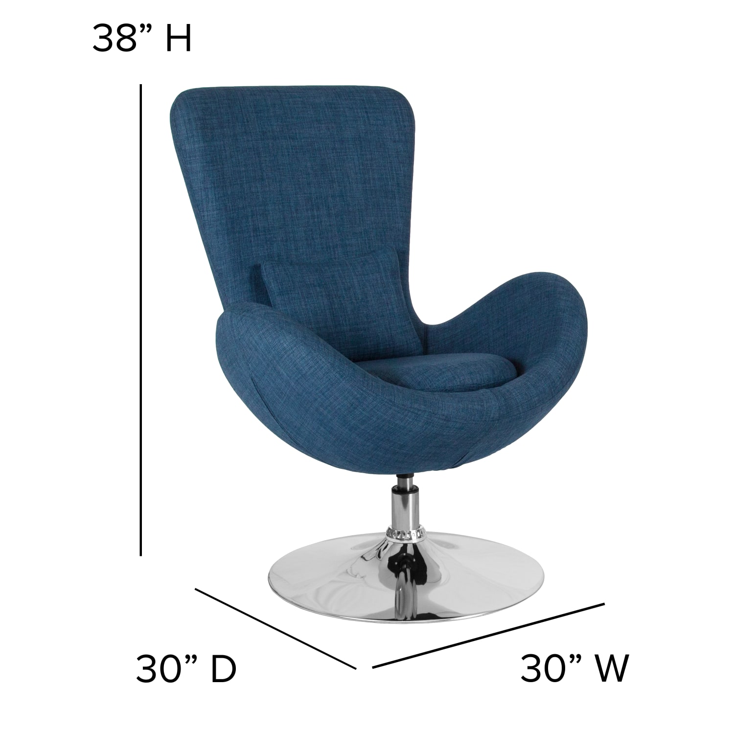 Flash Furniture Egg Side Reception Chair With Bowed Seat BlueChrome PopularChairscom
