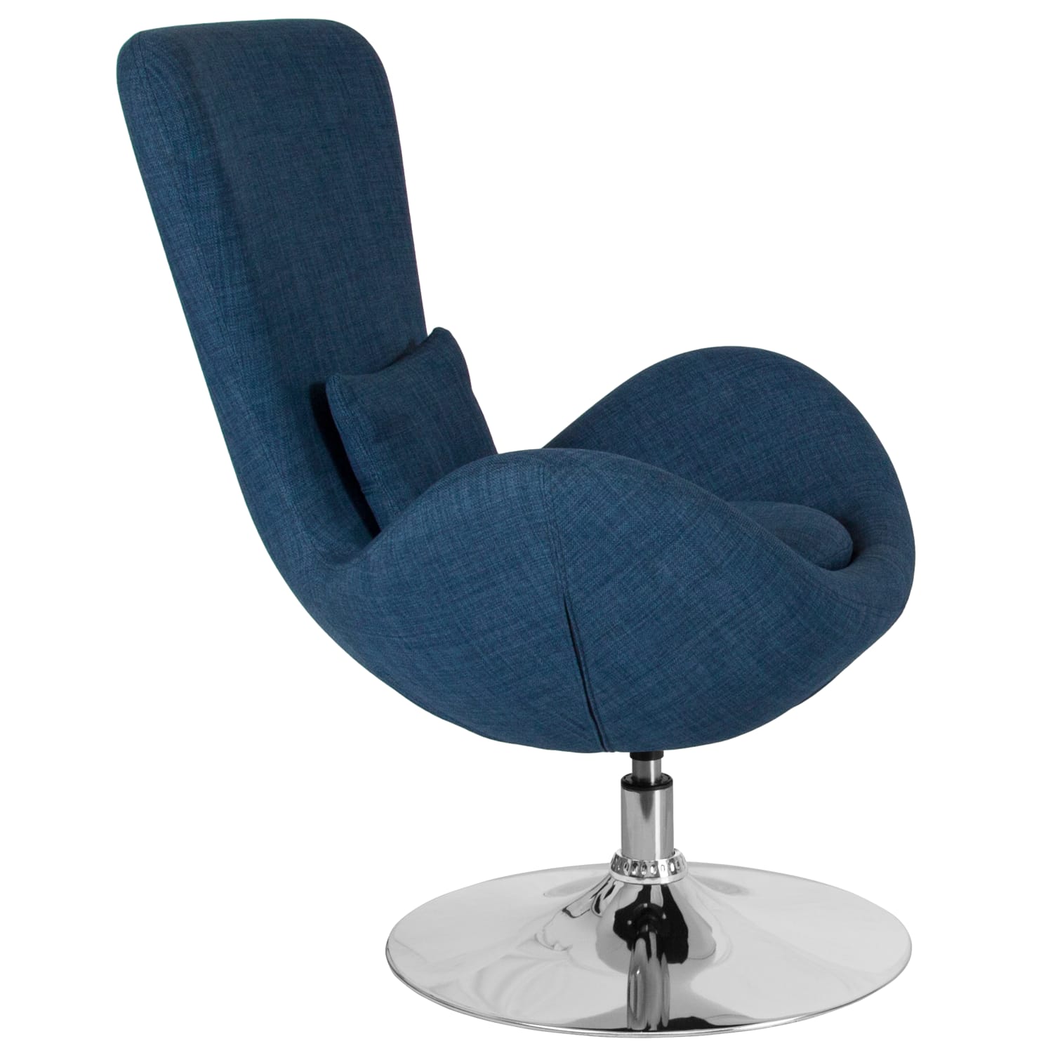 Flash Furniture Egg Side Reception Chair With Bowed Seat BlueChrome PopularChairscom