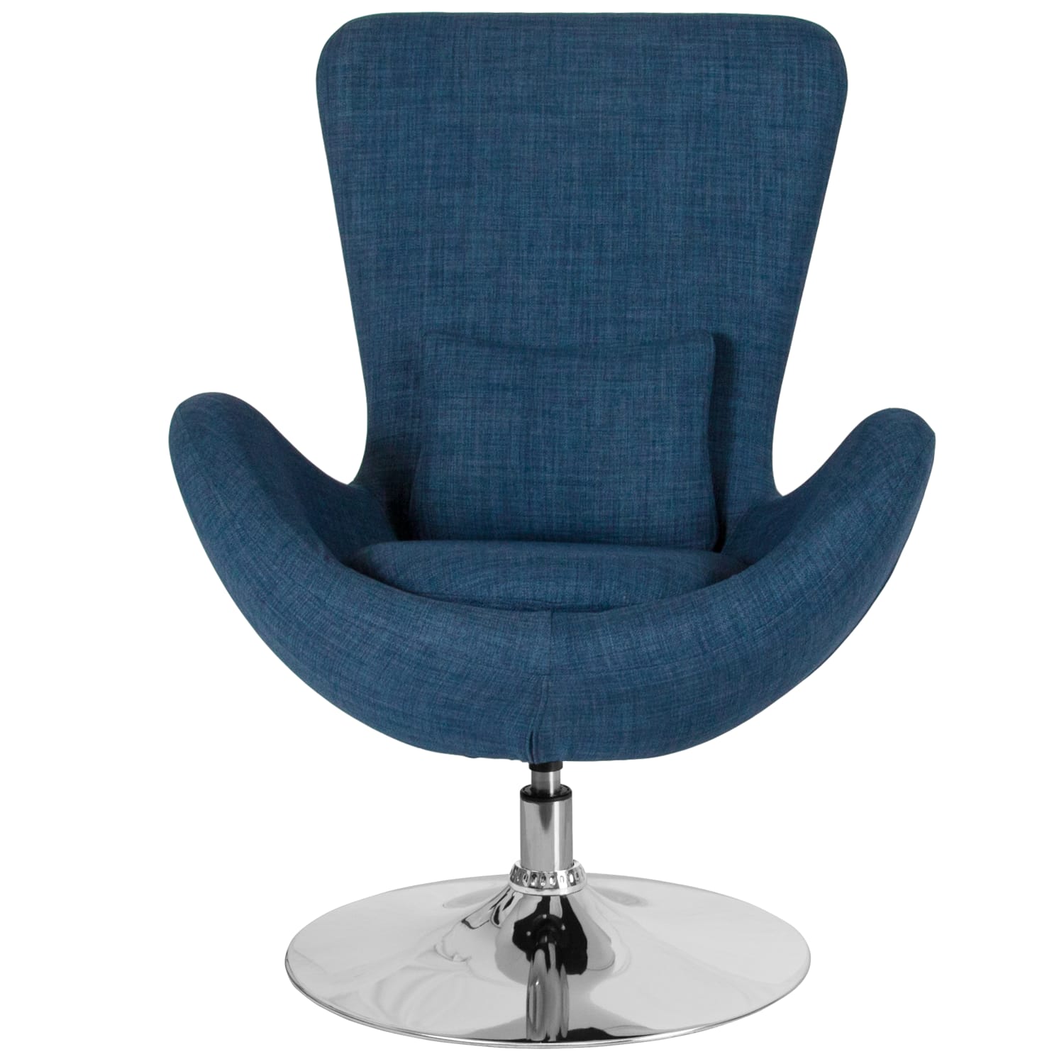 Flash Furniture Egg Side Reception Chair With Bowed Seat BlueChrome PopularChairscom