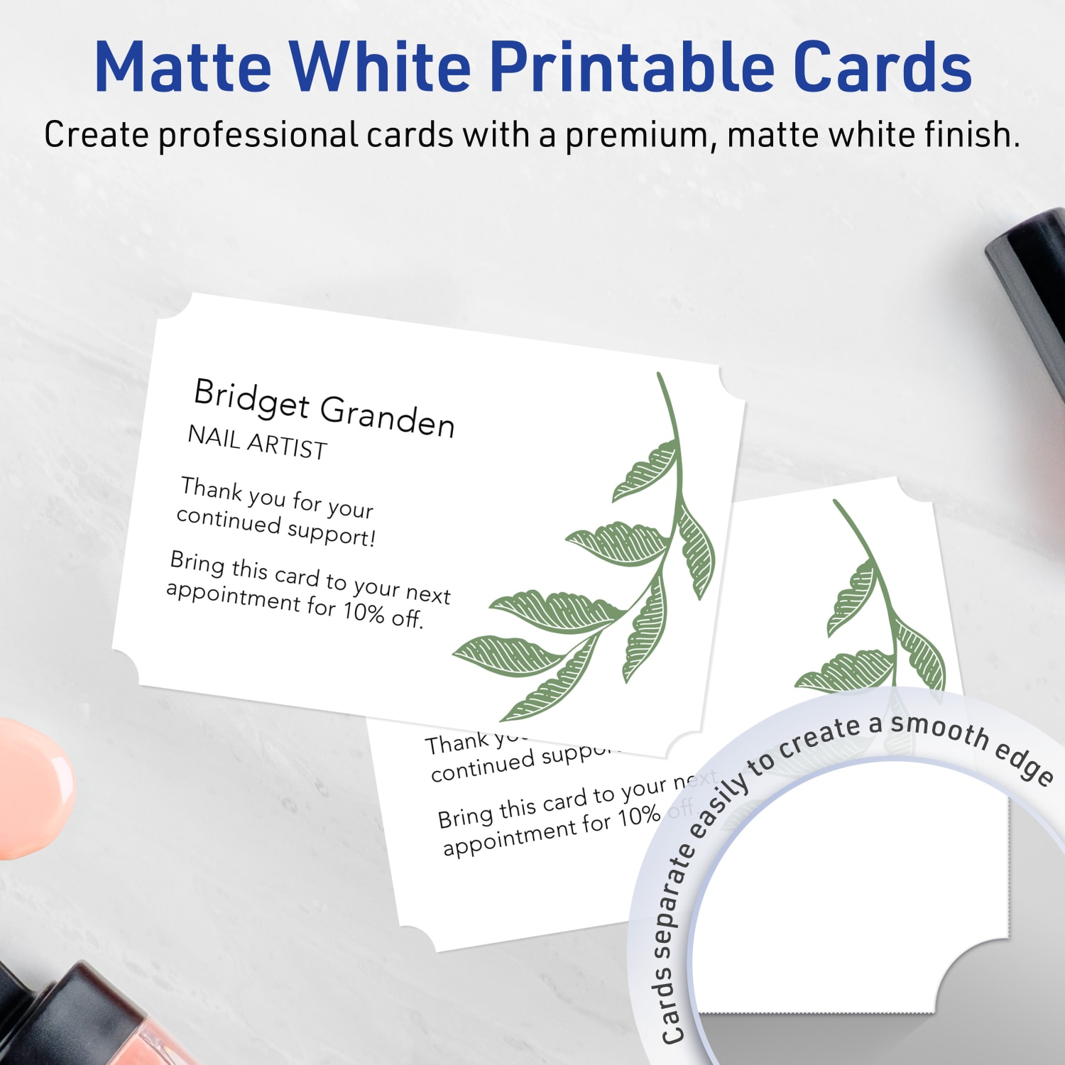 Avery Printable Invitation Cards, 5in x 7in Rectangle Scalloped Edge, Matte White, Pack Of 50 - Image 3