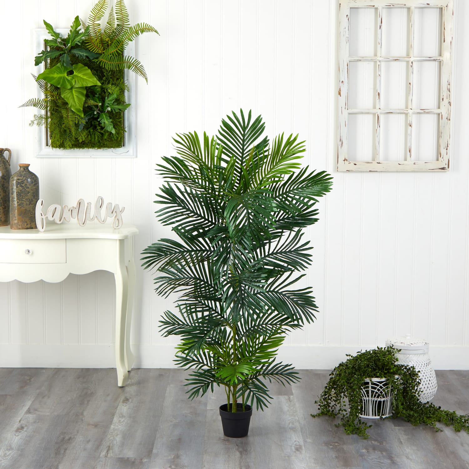 Nearly Natural Areca Palm 60inH Artificial Plant With Planter, 60inH x 16inW x 16inD, Green/Black - Image 4