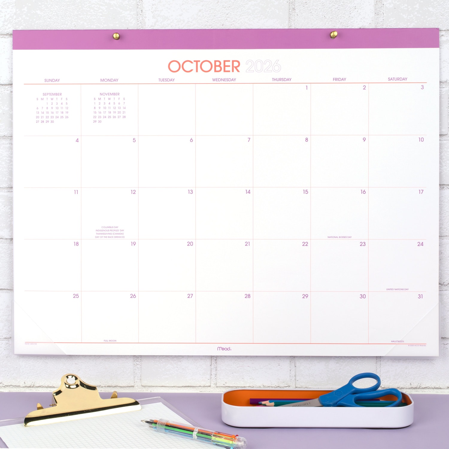 Mead Color Pop 2027 Monthly Desk Pad Calendar, Purple, Standard, 17in x 21 3/4in - Image 6