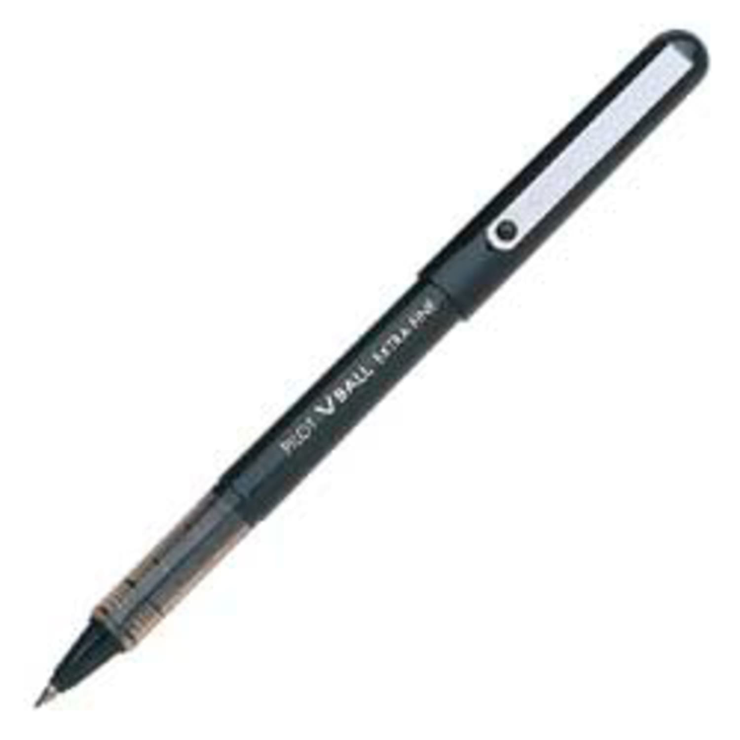 Pilot V-Ball Liquid Ink Rollerball Pens, Extra Fine Point, 0.5 mm, Black Barrel, Black Ink, Pack Of 12 Pens - Image 3