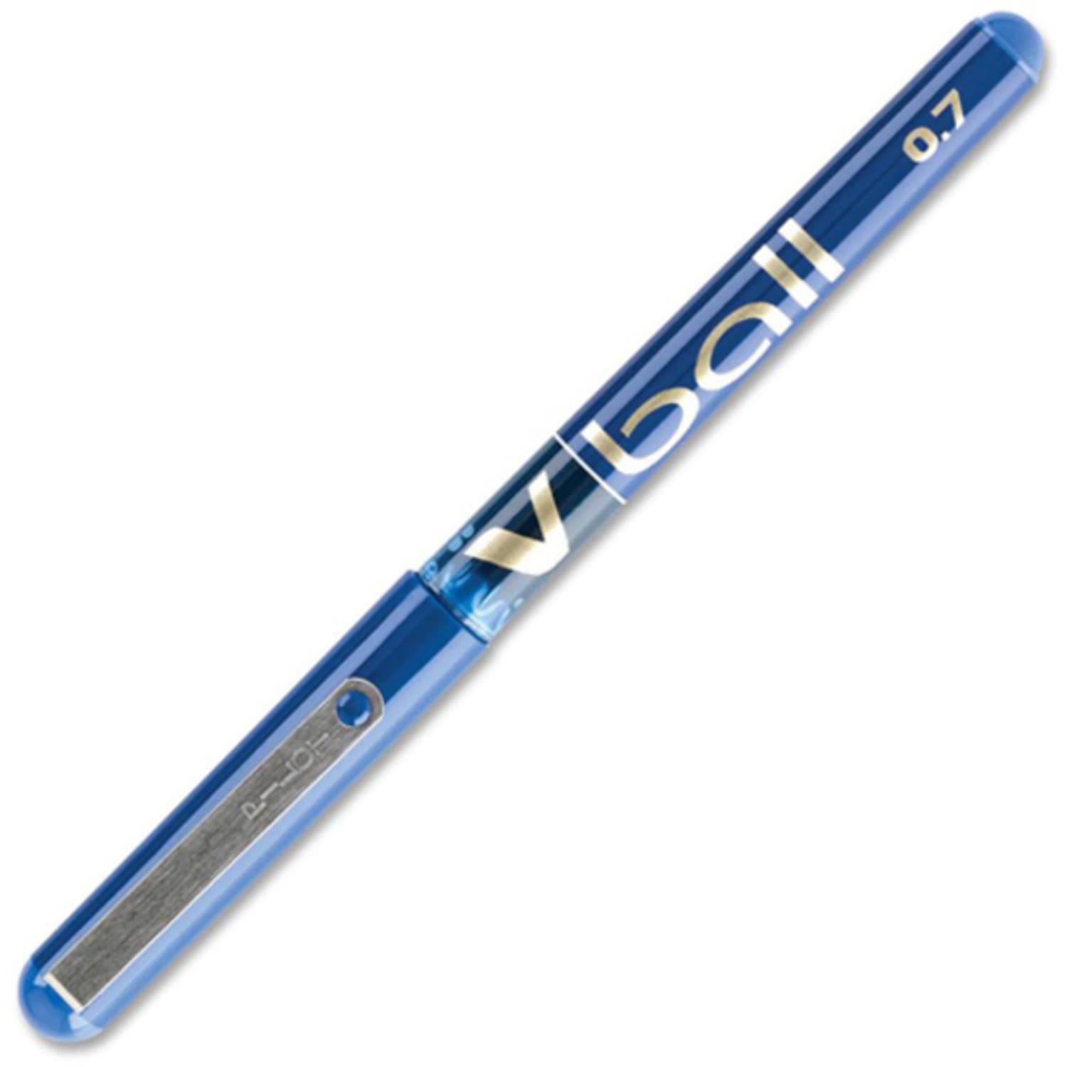 Pilot V-Ball Liquid Ink Rollerball Pens, Extra Fine Point, 0.5 mm, Blue Barrel, Blue Ink, Pack Of 12 Pens - Image 6