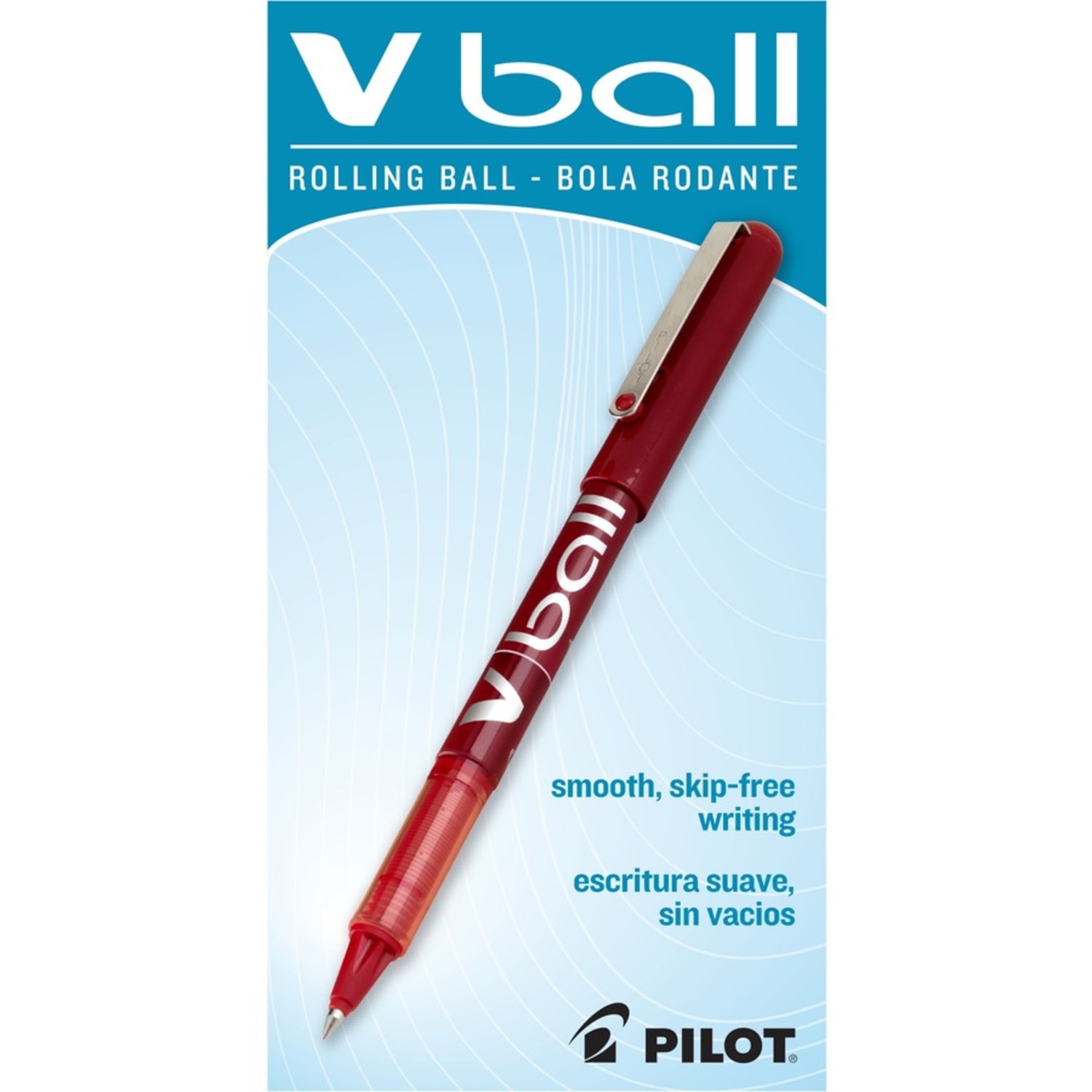 Pilot V-Ball Liquid Ink Rollerball Pens, Extra Fine Point, 0.5 mm, Red Barrel, Red Ink, Pack Of 12 Pens - Image 3