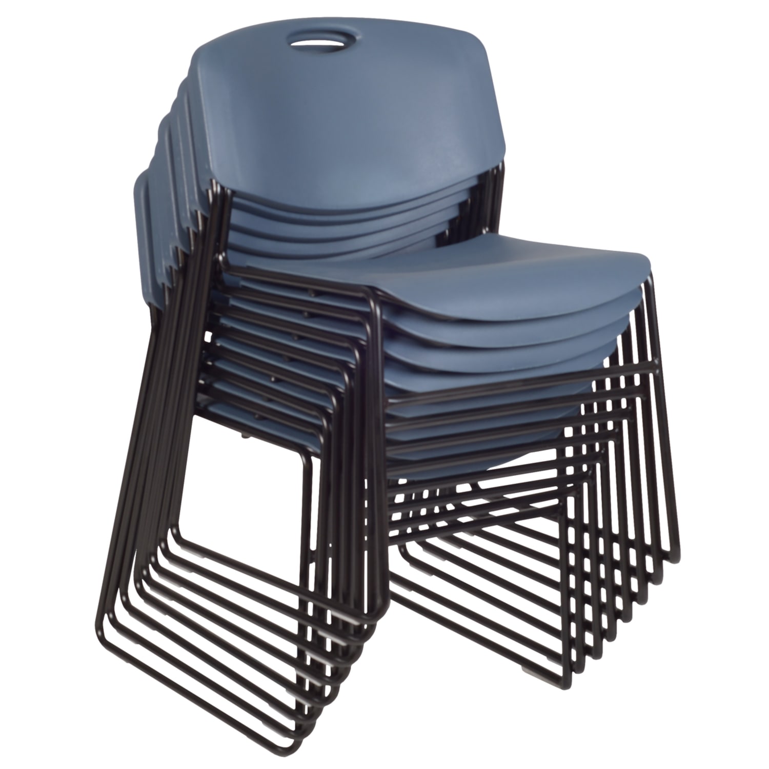 Regency Zeng Polyurethane Armless Stacking Chairs, Black/Blue, Pack Of 8 Chairs