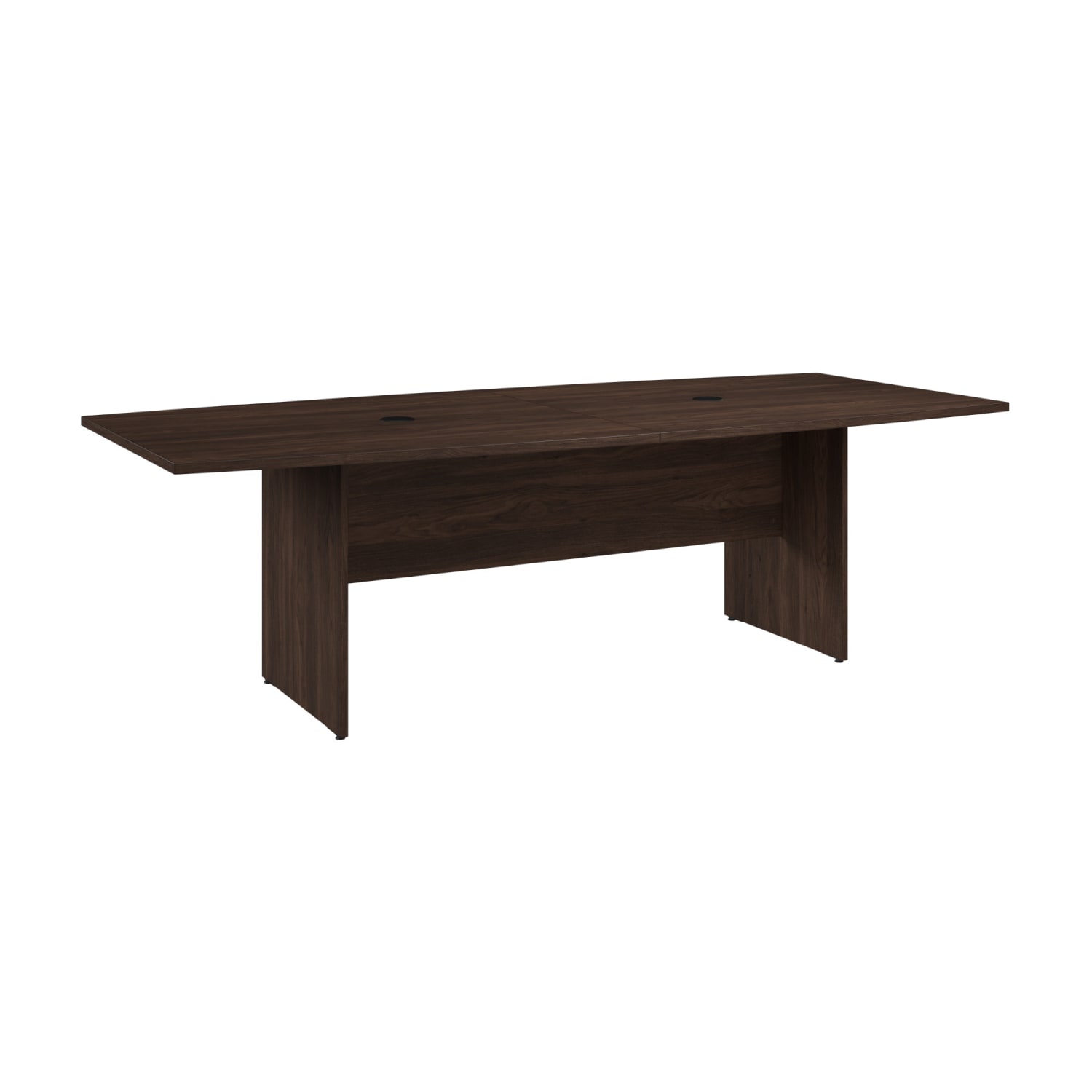 Bush Business Furniture 96inW x 42inD Boat Shaped Conference Table With Wood Base, Black Walnut, Standard Delivery - Image 3