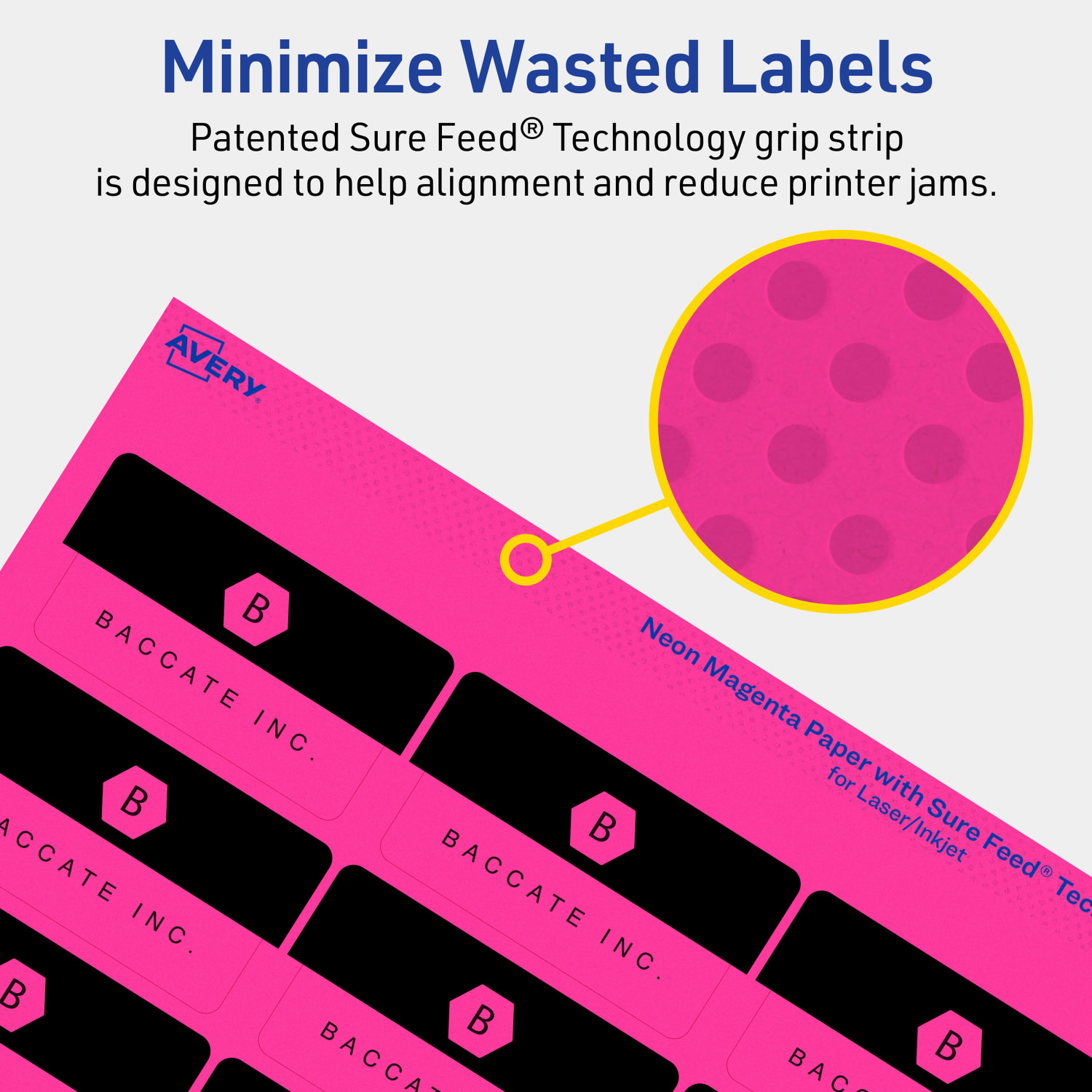 Avery Print-To-The-Edge Labels With Sure Feed Technology And Easy Peel, 94227-NMP80, Rectangle, 1-1/4in x 2-3/8in, Matte Neon Magenta, Pack of 1440 - Image 5