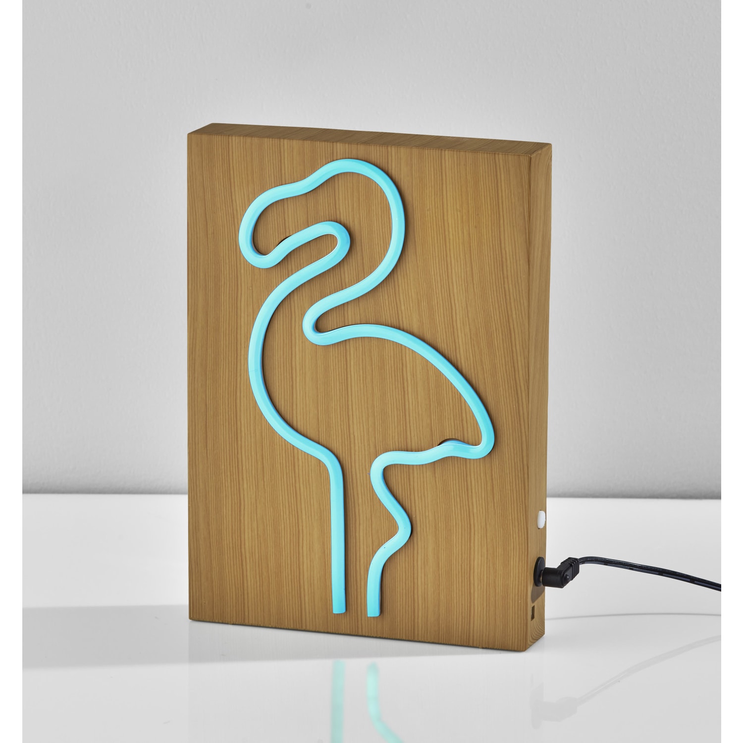 Adesso Simplee Wood-Framed Neon Table Lamp, 9inH, Flamingo - Image 4