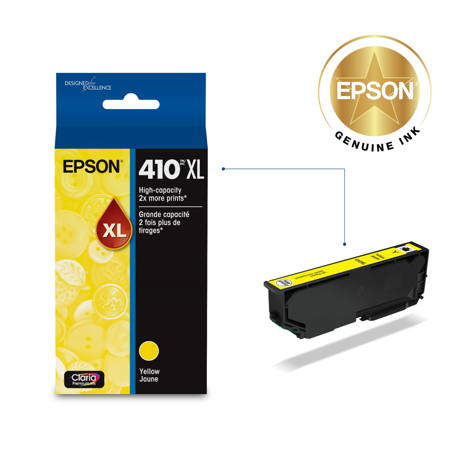 Epson 410XL Claria Yellow High-Yield Ink Cartridge, T410XL420-S - Image 3