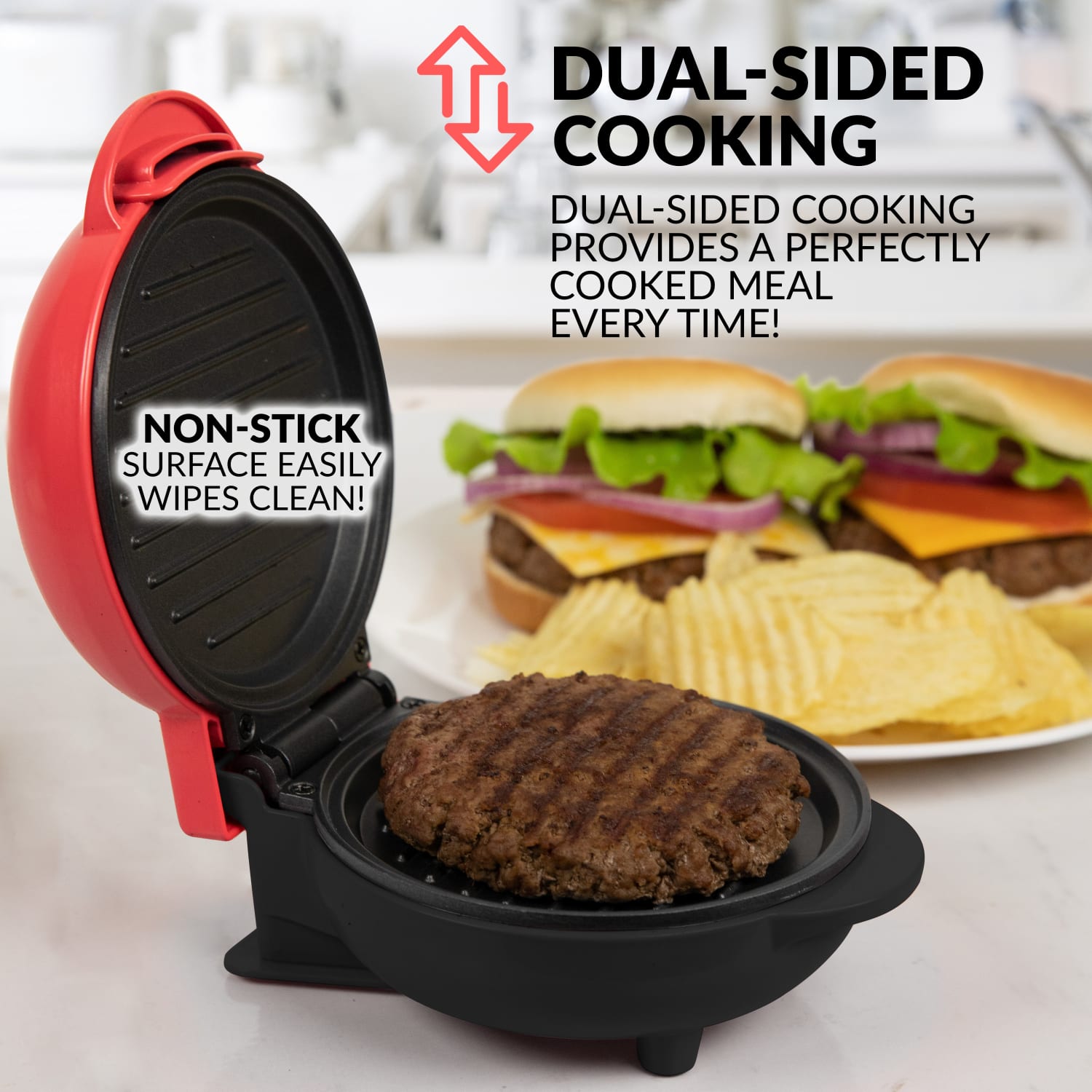 Nostalgia MGR5CRL MyMini Personal Electric Grill, Coral - Image 4