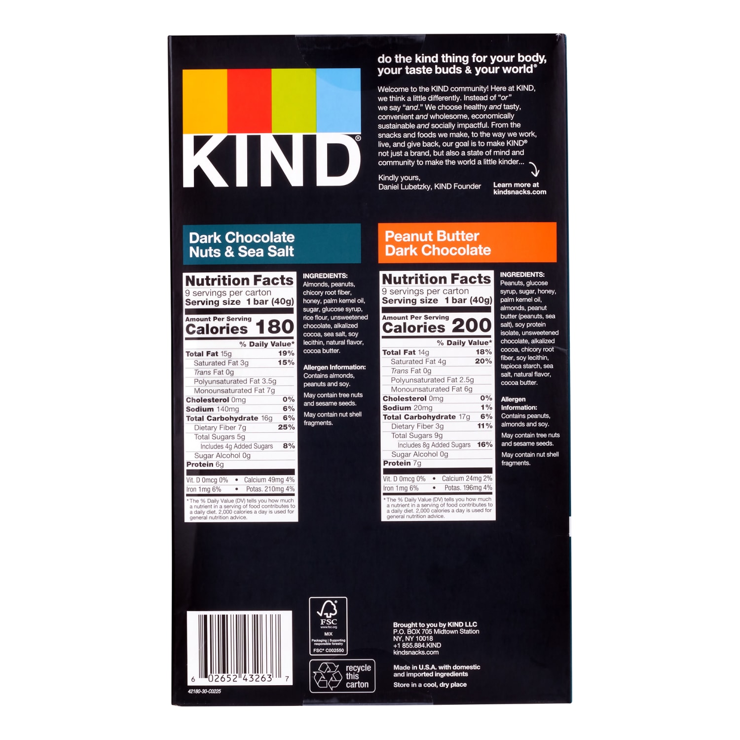 KIND Dark Chocolate Nuts & Sea Salt and Peanut Butter Dark Chocolate Variety Pack, 1.4 Oz, Pack Of 18 Bars - Image 6