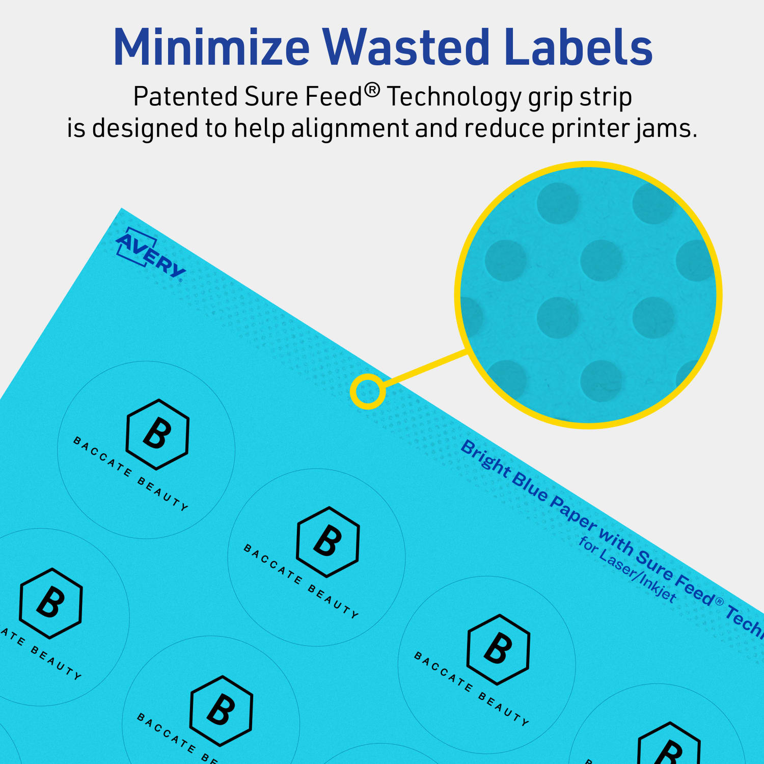 Avery Print-To-The-Edge Labels With Sure Feed Technology And Easy Peel Label Feature, 94508-BBP10, Round, 1-2/3in, Matte Bright Blue, Pack of 200 - Image 5