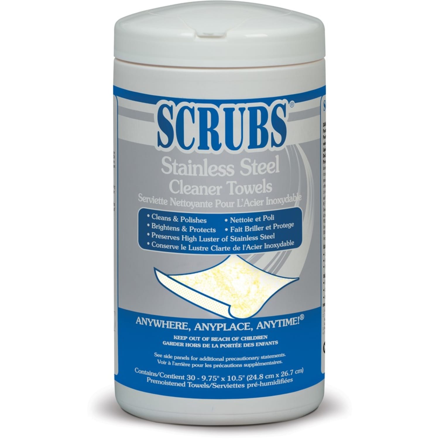 SCRUBS Stainless Steel Cleaner Towels, Citrus Scent, Canister Of 30 - Image 4