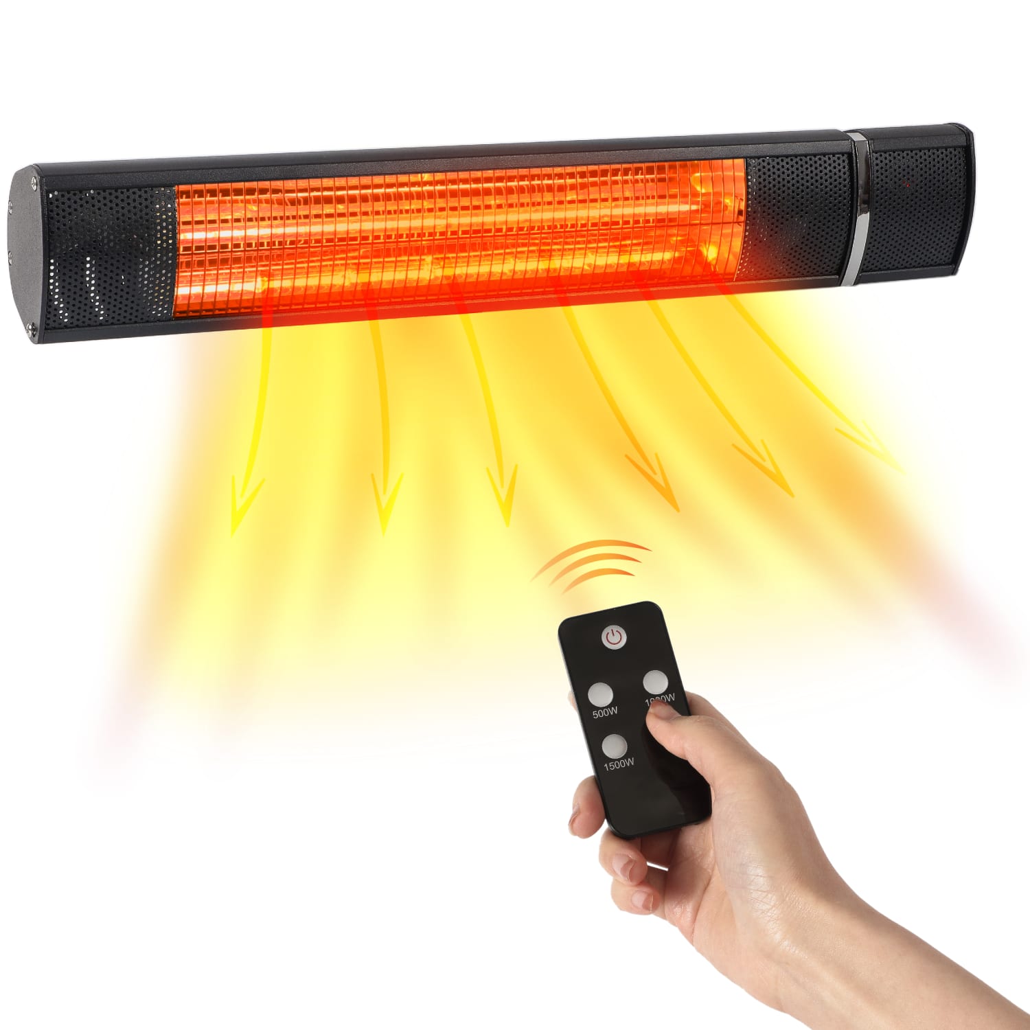 Black+Decker 1500-Watt Patio Wall-Mounted Electric Heater, 269 Sq. Ft. Coverage, Black - Image 3