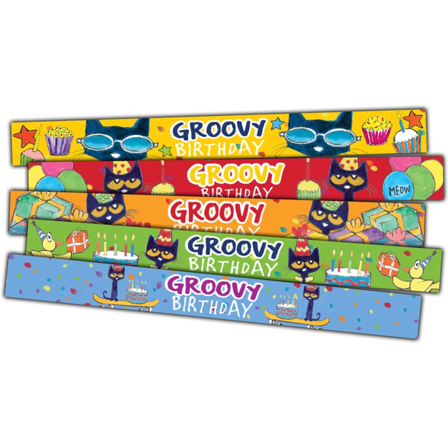 Edupress Slap Bracelets, Pete the Cat Groovy Birthday, 10 Per Pack, Set Of 6 Packs - Image 3