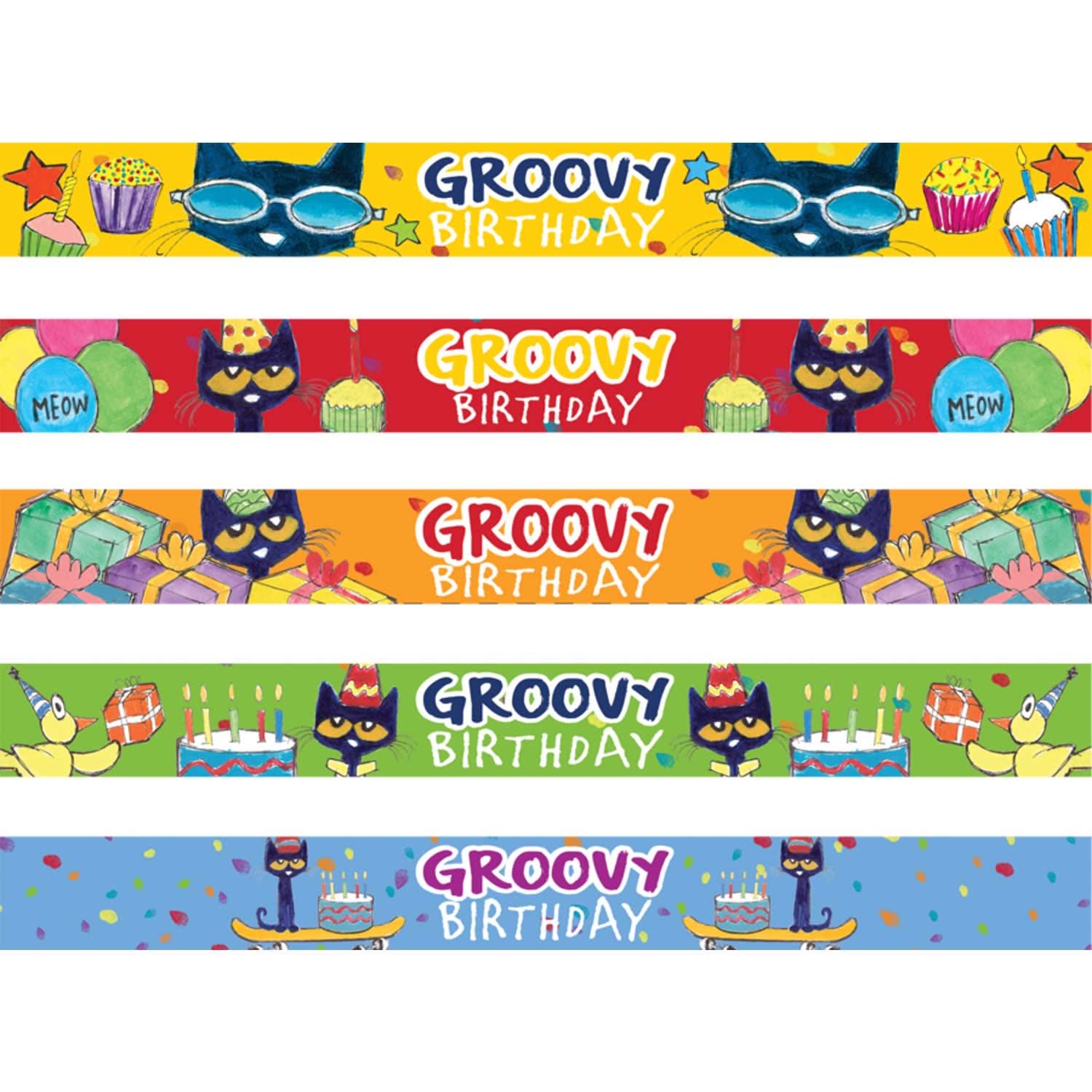 Edupress Slap Bracelets, Pete the Cat Groovy Birthday, 10 Per Pack, Set Of 6 Packs - Image 4