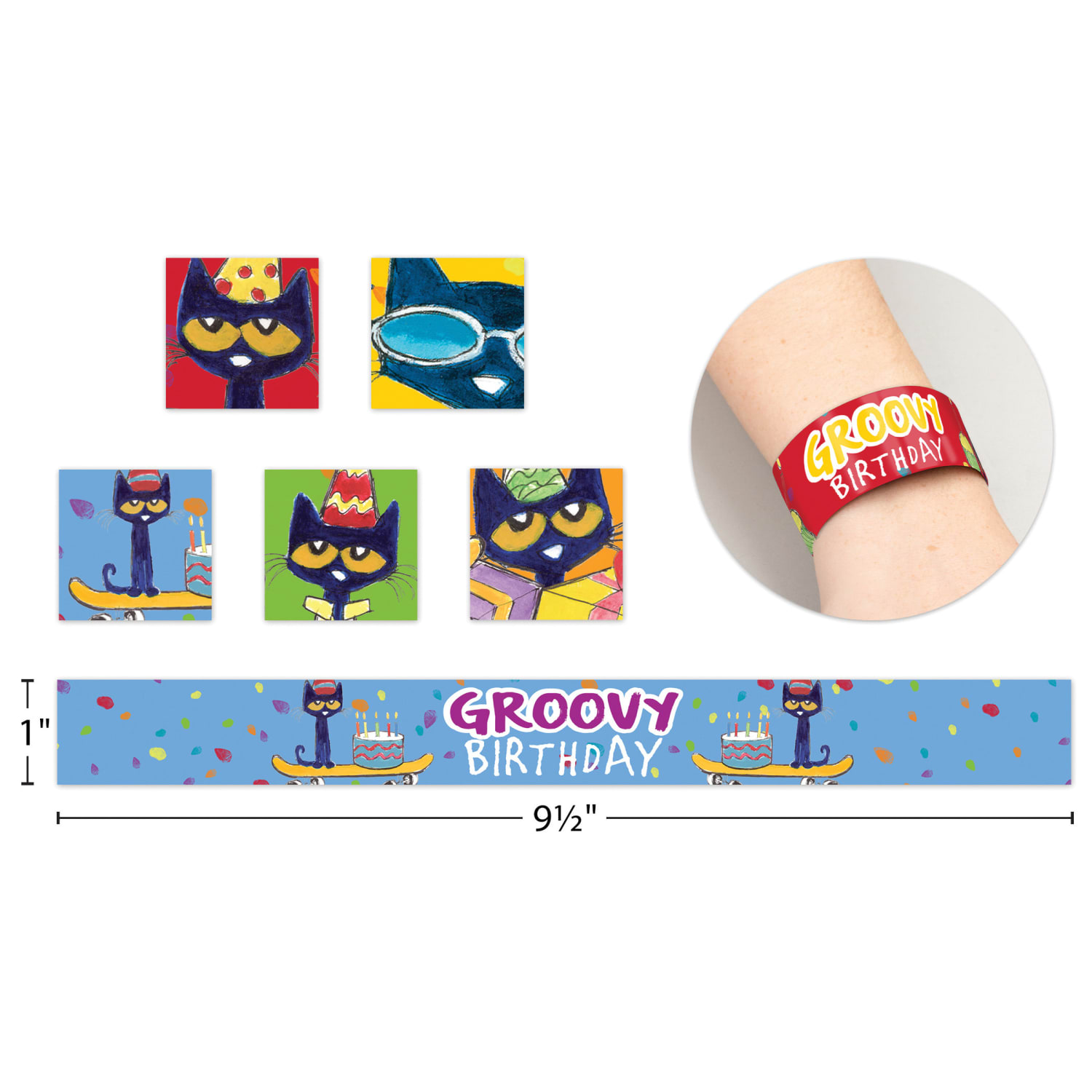 Edupress Slap Bracelets, Pete the Cat Groovy Birthday, 10 Per Pack, Set Of 6 Packs - Image 6